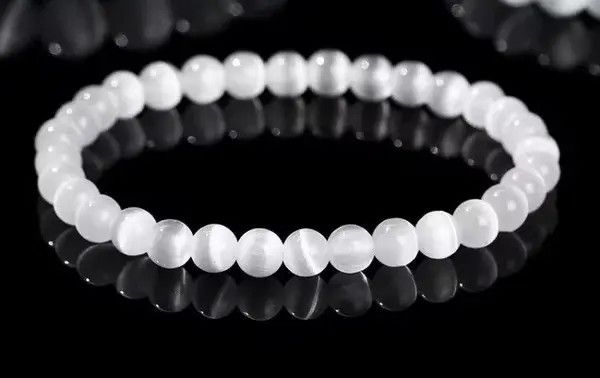 Jewelry 8 Mm White Cat Eyes Bracelet Size ONE SIZE - 2 Thumbnail