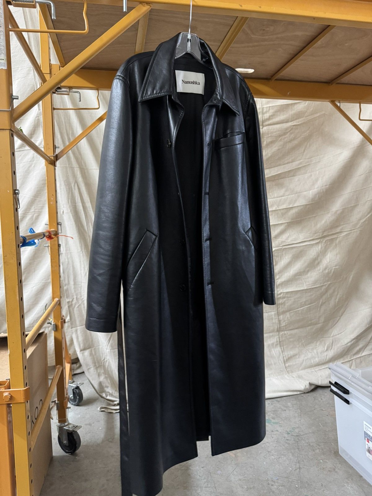Nanushka Nanushka Black Vegan Leather Long Coat Size US M / EU 48-50 / 2 - 1 Thumbnail