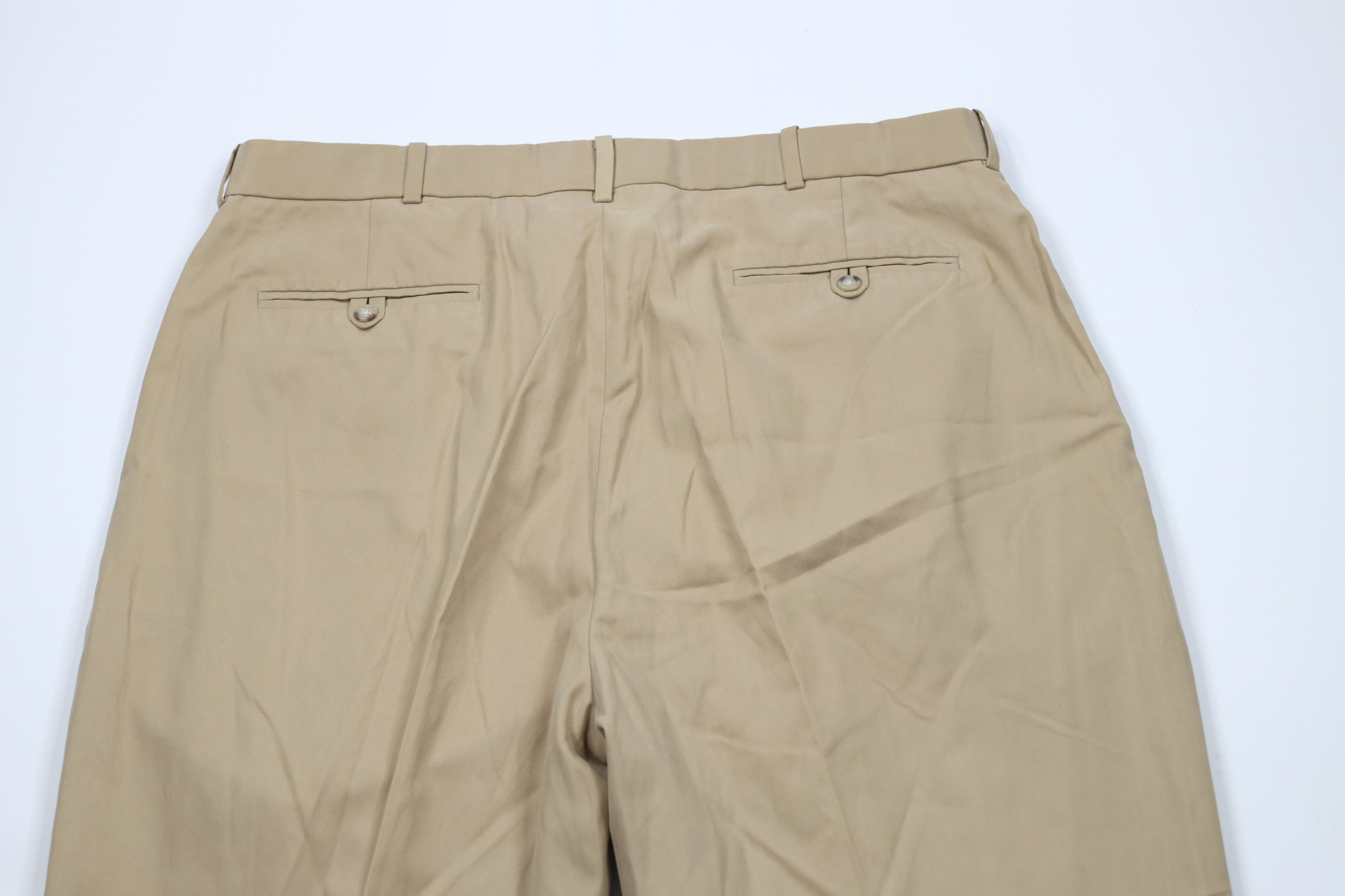 Ralph Lauren × Vintage Vintage 90s Ralph Lauren Blend Wide Leg Chino Pants Beige Size US 36 / EU 52 - 11 Thumbnail