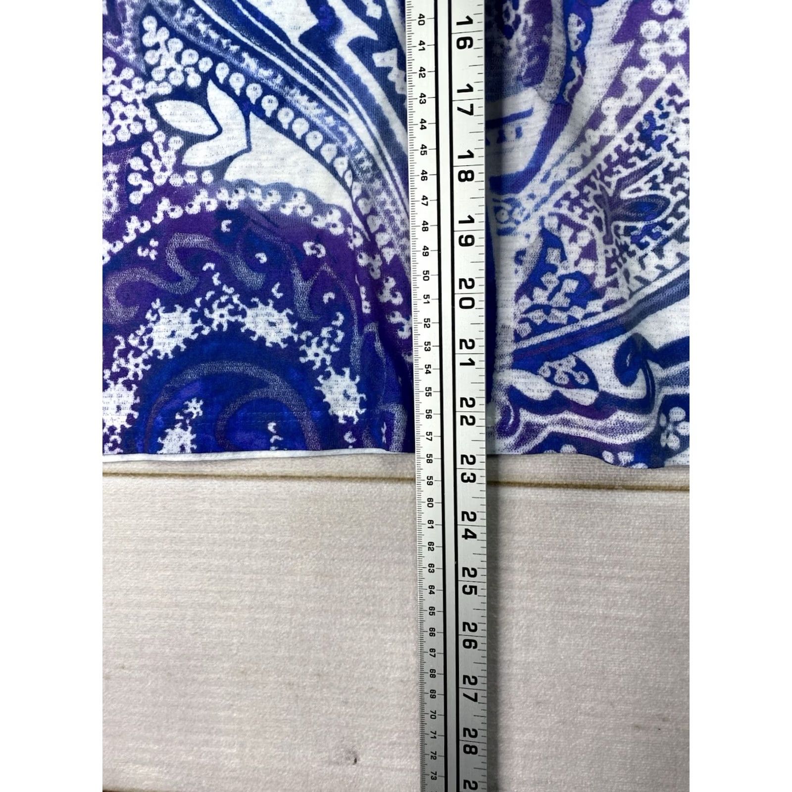 Vintage Chico's Paisley Print Top Sz 1 M Blue V-Neck Burnout Studded Shirt Womens Slim Knit Blouse Casual Summer Spring Fall Size M / US 6-8 / IT 42-44 - 7 Thumbnail