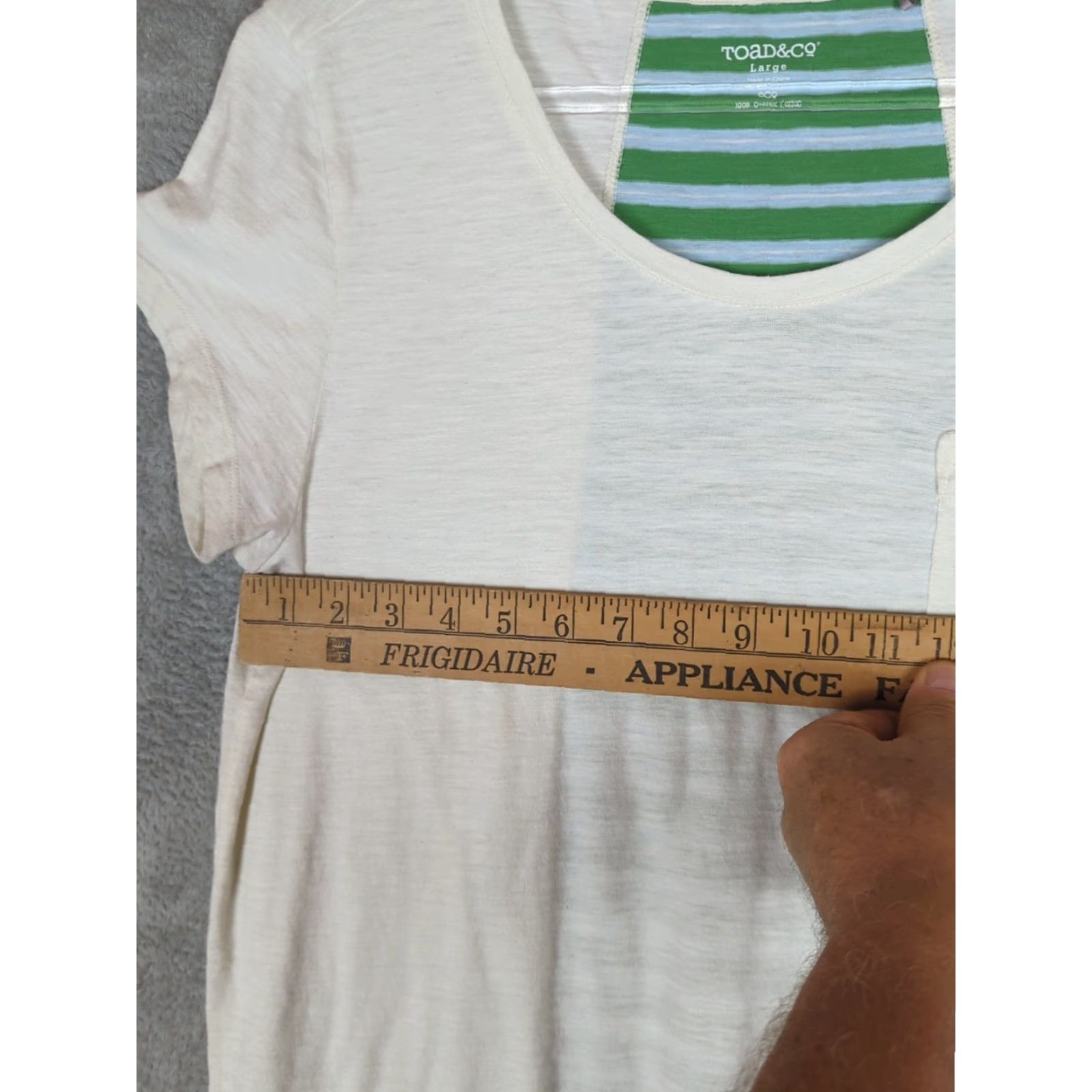 Toad&Co Toad&Co Womens L Organic Cotton Tee Shirt Short Sleeve Creamy White Pocket Striped Back Casual Comfortable Vintage: No Size L / US 10 / IT 46 - 6 Thumbnail