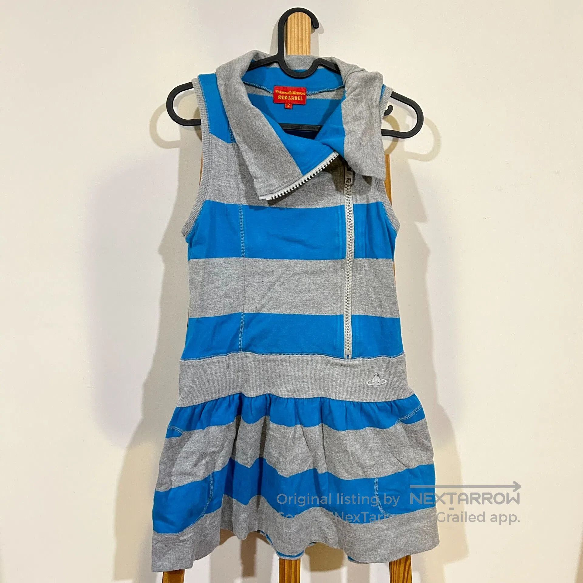 Vivienne Westwood striped sleeveless dress with high collar. Size M / US 6-8 / IT 42-44 - 3 Thumbnail