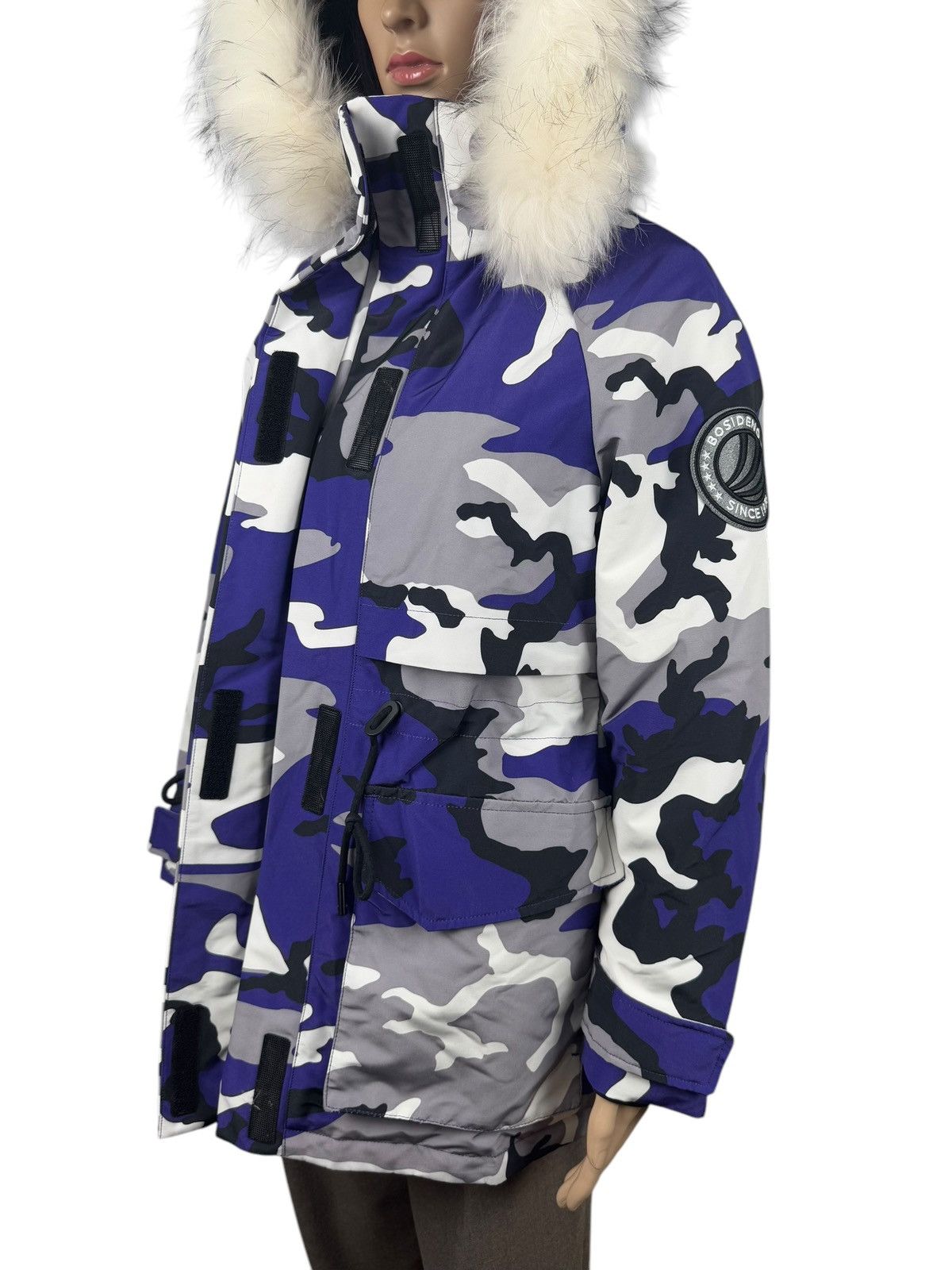 Designer Bosideng Camouflage Extreme Cold Down Parka Fur Trim Hooded Size S / US 4 / IT 40 - 12 Thumbnail