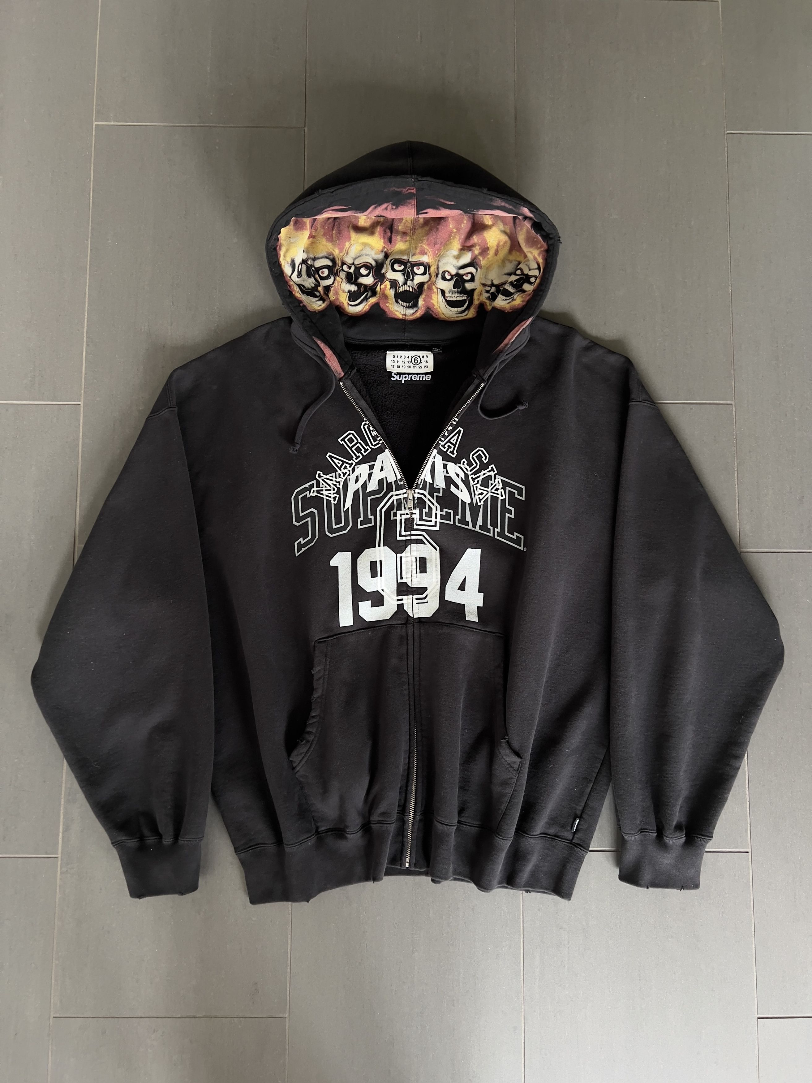 トップス Supreme MM6 Maison Margiela Hooded M Supreme MM6 Maison Margiela Zip Up Hooded Sweatshirt Black