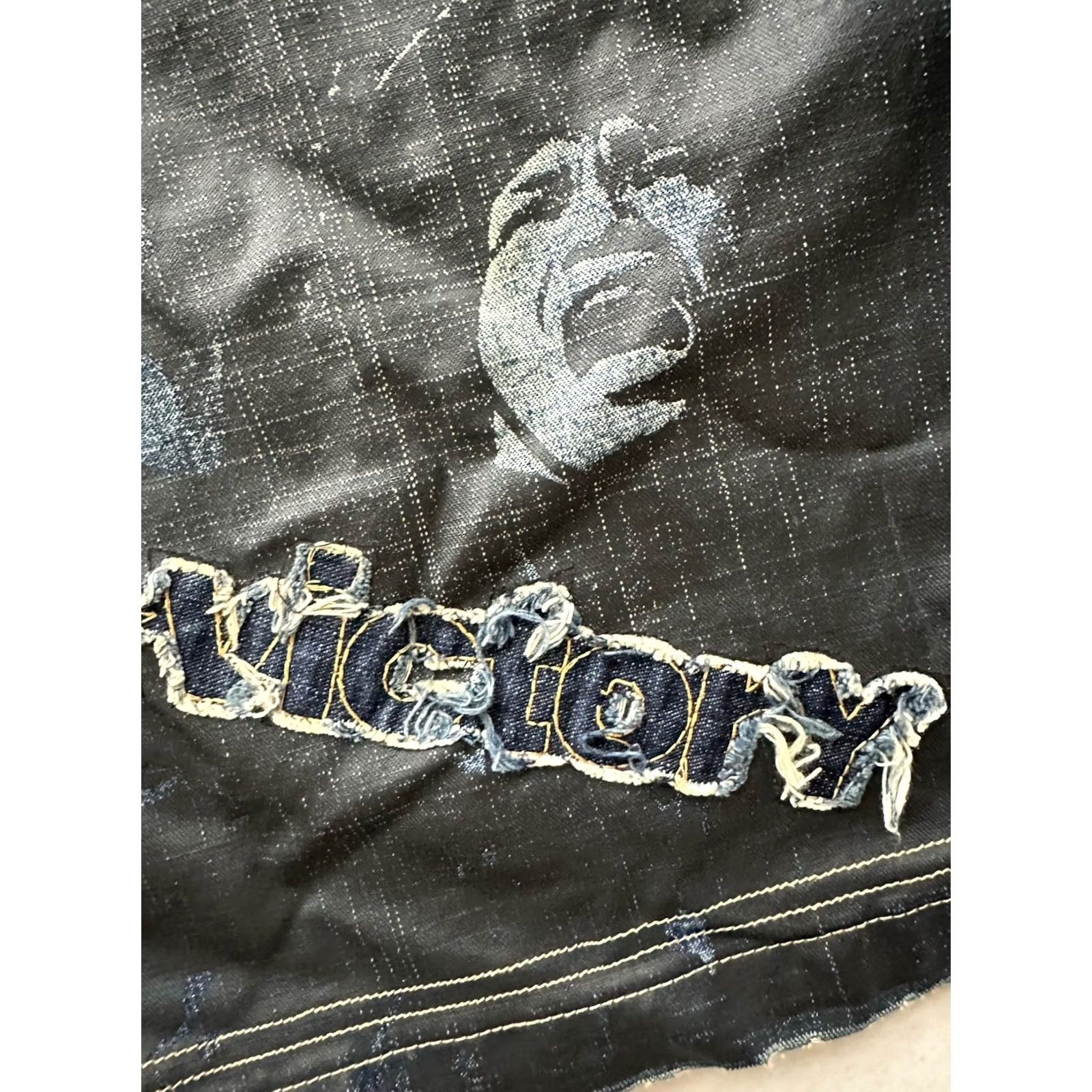 Denime VINTAGE ARME Welcome to the Hood Denim Shorts Graphics Mens 36 Baggy 90s Hip Hop Adjustable Inseam 13" Distressed Capas? Size US 36 / EU 52 - 4 Thumbnail