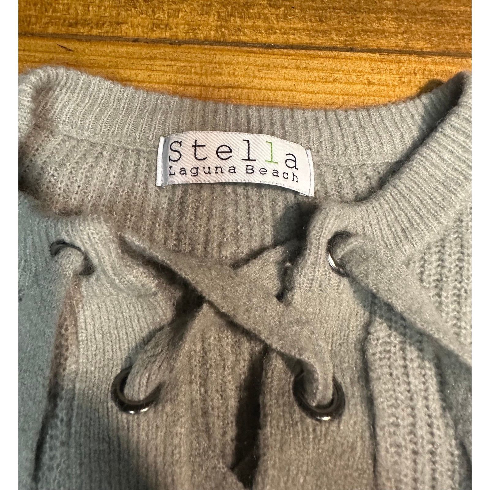Other Stella Laguna Beach Gray Lace-Up Ribbed Knit Size Small#0109 Size S / US 4 / IT 40 - 2 Thumbnail