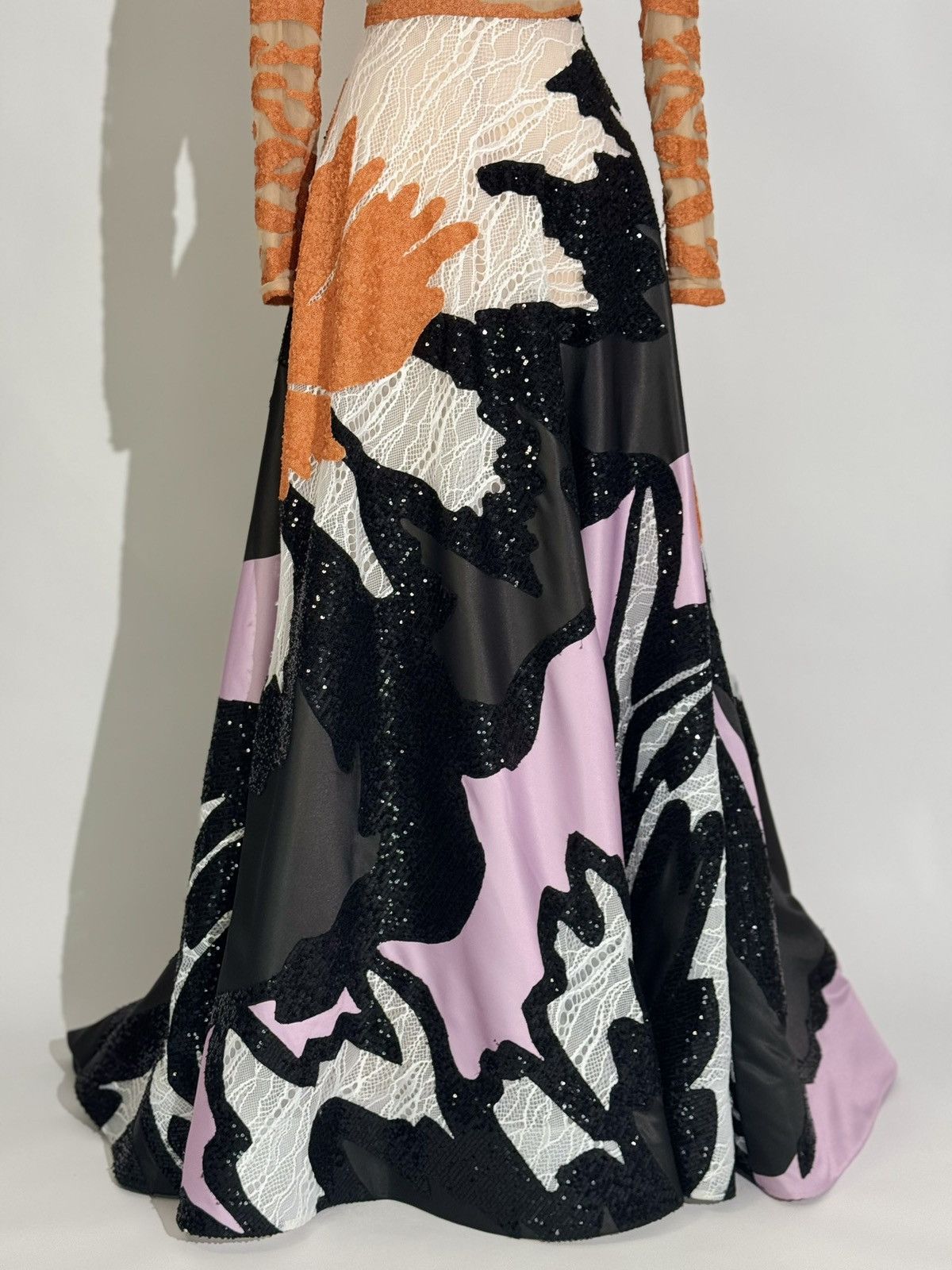 Other Brand New US 8 Jean Fares Couture Multi Fabric Maxi Gown Size M / US 6-8 / IT 42-44 - 5 Thumbnail