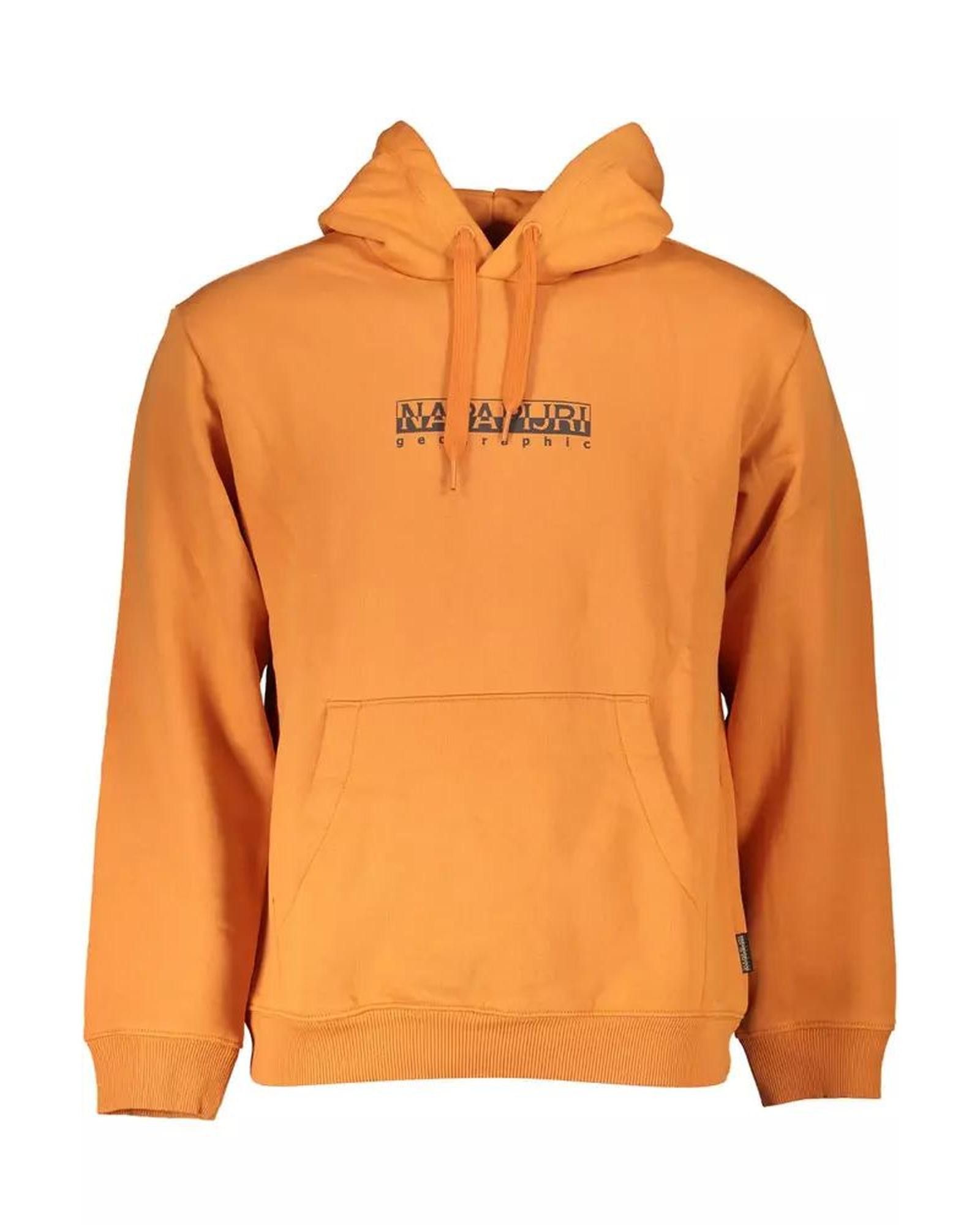 Image of Napapijri Cotton Hooded Sweatshirt With Logo Print in Orange, Men's (Size Small)