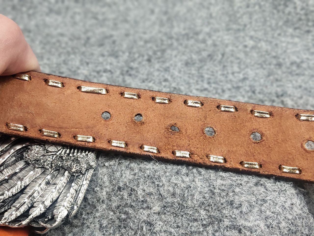 Vintage Vintage Cintos Imperial Bergamot Brass Western Leather Belt Size ONE SIZE - 12 Thumbnail