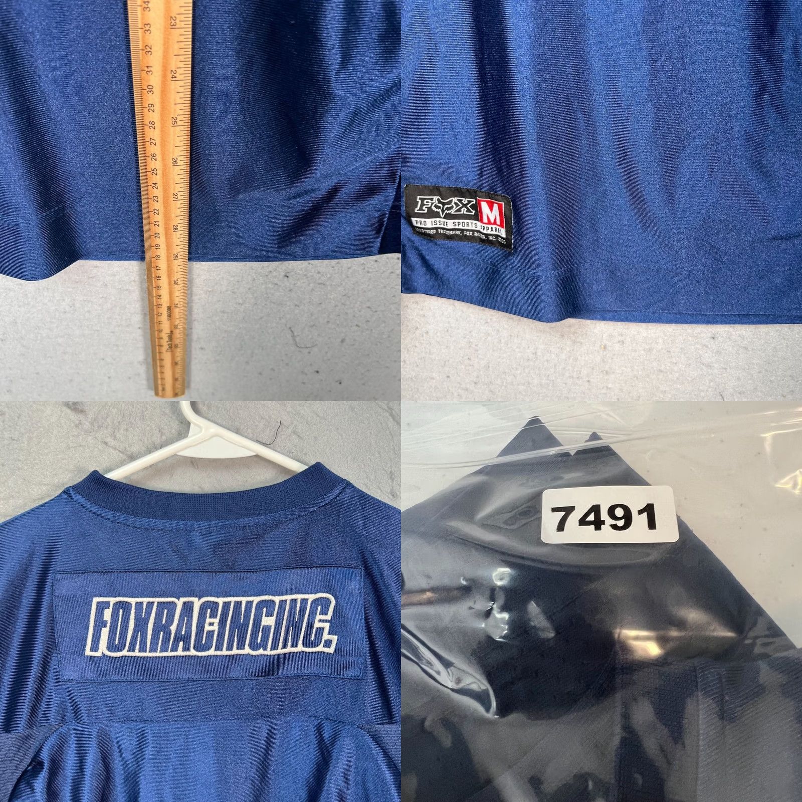 Vintage VINTAGE Fox Racing Mens Medium Blue V-Neck Short Sleeve Jersey Shirt Size US M / EU 48-50 / 2 - 8 Thumbnail
