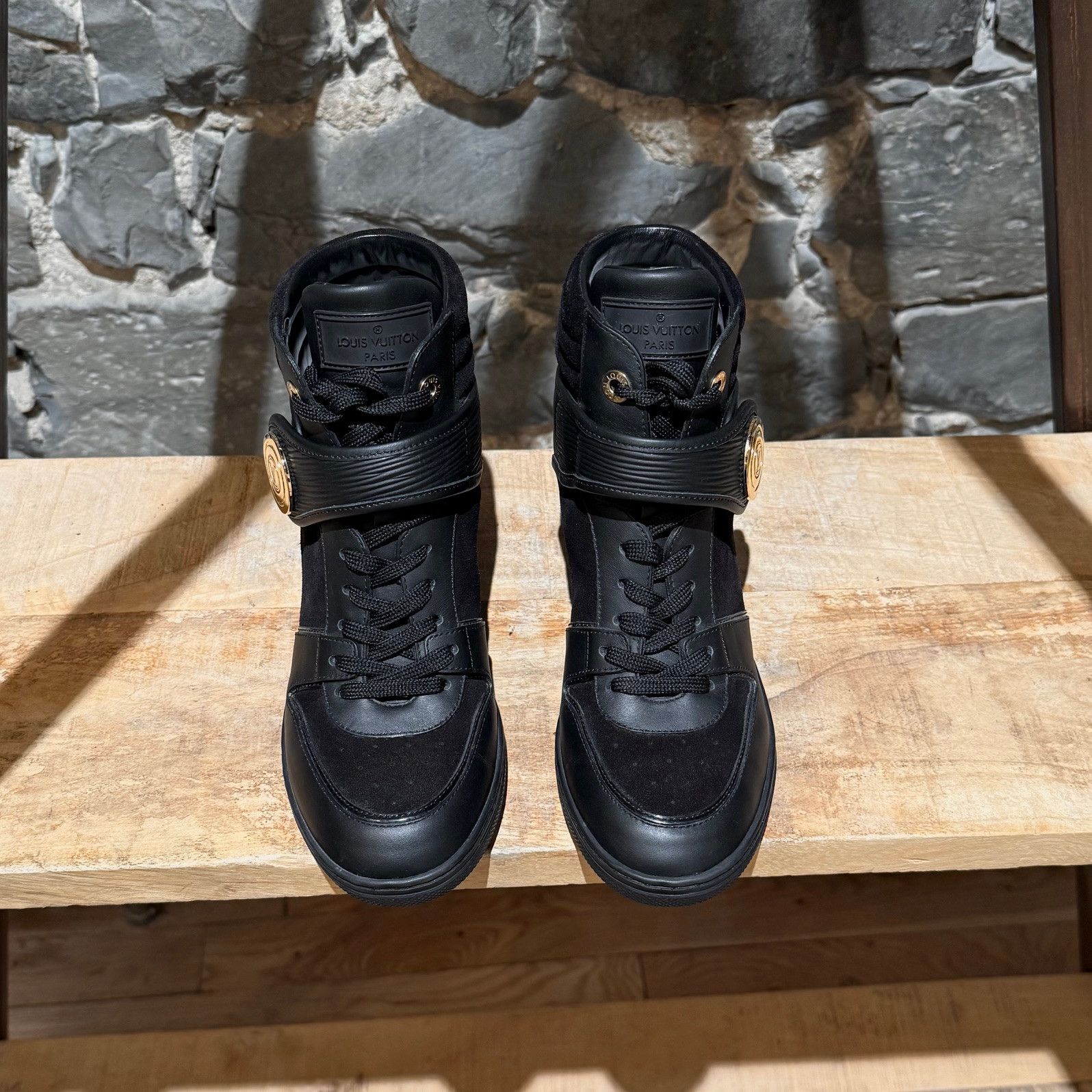 Louis Vuitton Louis Vuitton Black Epi Suede Wedges Sneakers Size US 7 / IT 37 - 5 Thumbnail