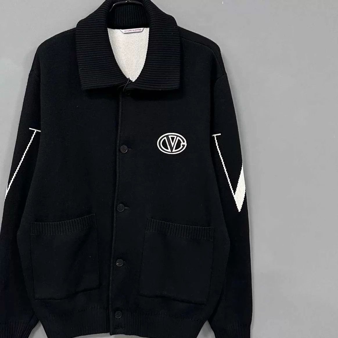 Valentino Valentino Black Logo Wool Cardigan Size US XXL / EU 58 / 5 - 2 Thumbnail