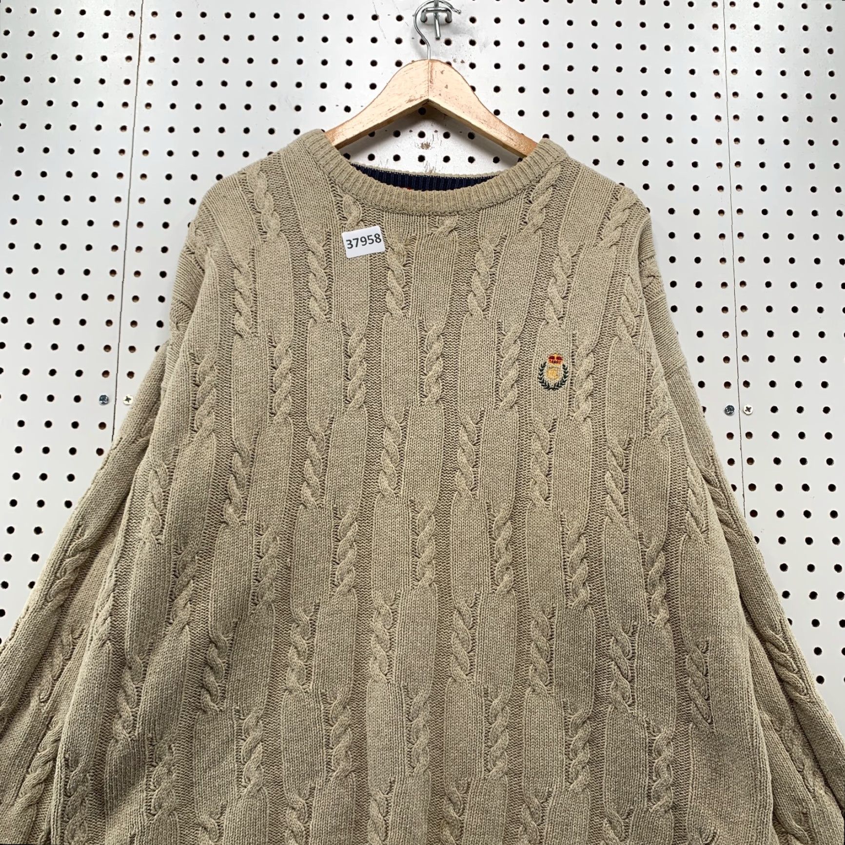 Ralph Lauren VINTAGE Ralph Lauren Knit Sweater Mens Large Brown Oversized Cable-Knit Crew Neck Pullover Size US L / EU 52-54 / 3 - 2 Thumbnail