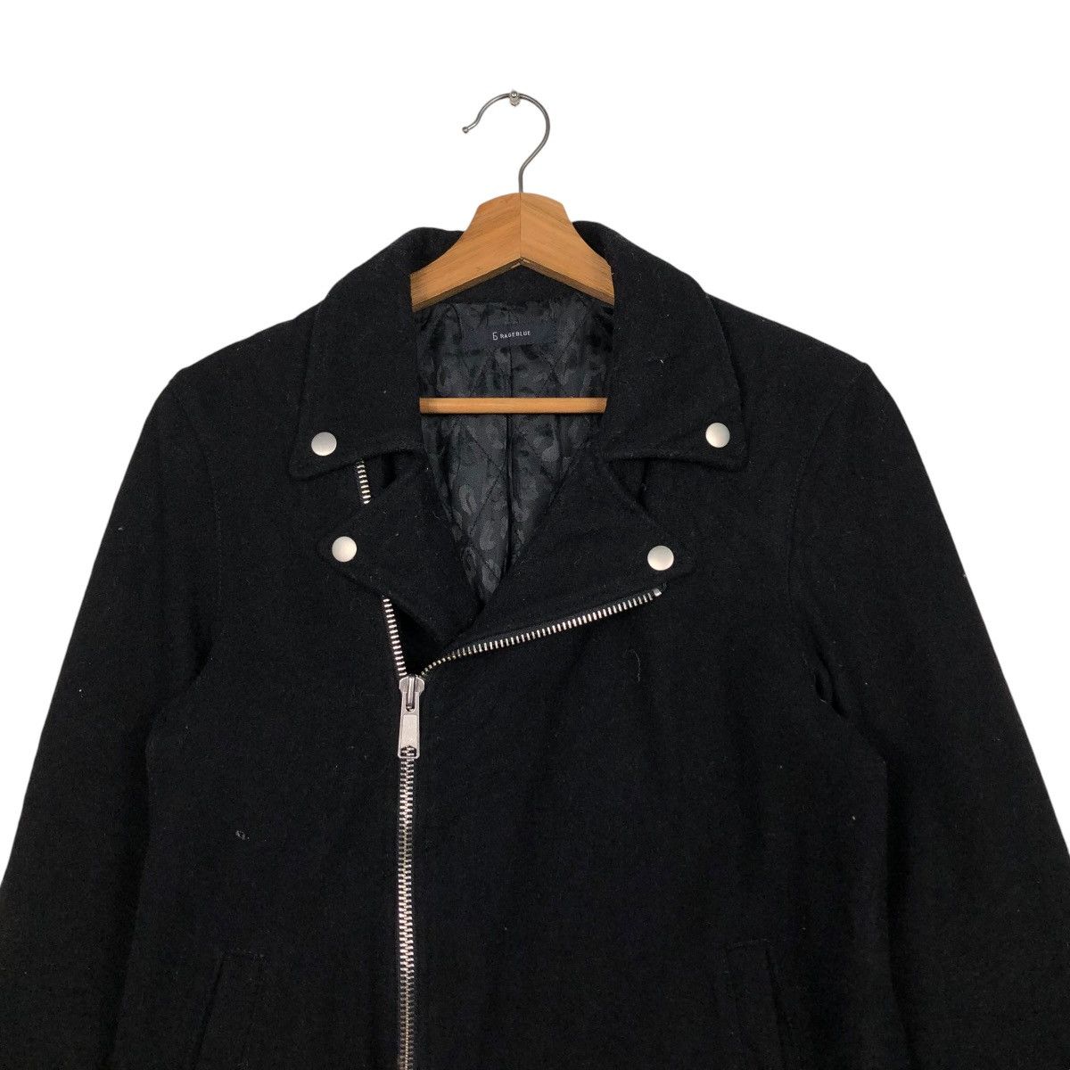 Hysteric Glamour 🔥VINTAGE WOOL CROPPED BIKER JACKET RAGEBLUE DOUBLE COLLAR Size US M / EU 48-50 / 2 - 5 Thumbnail