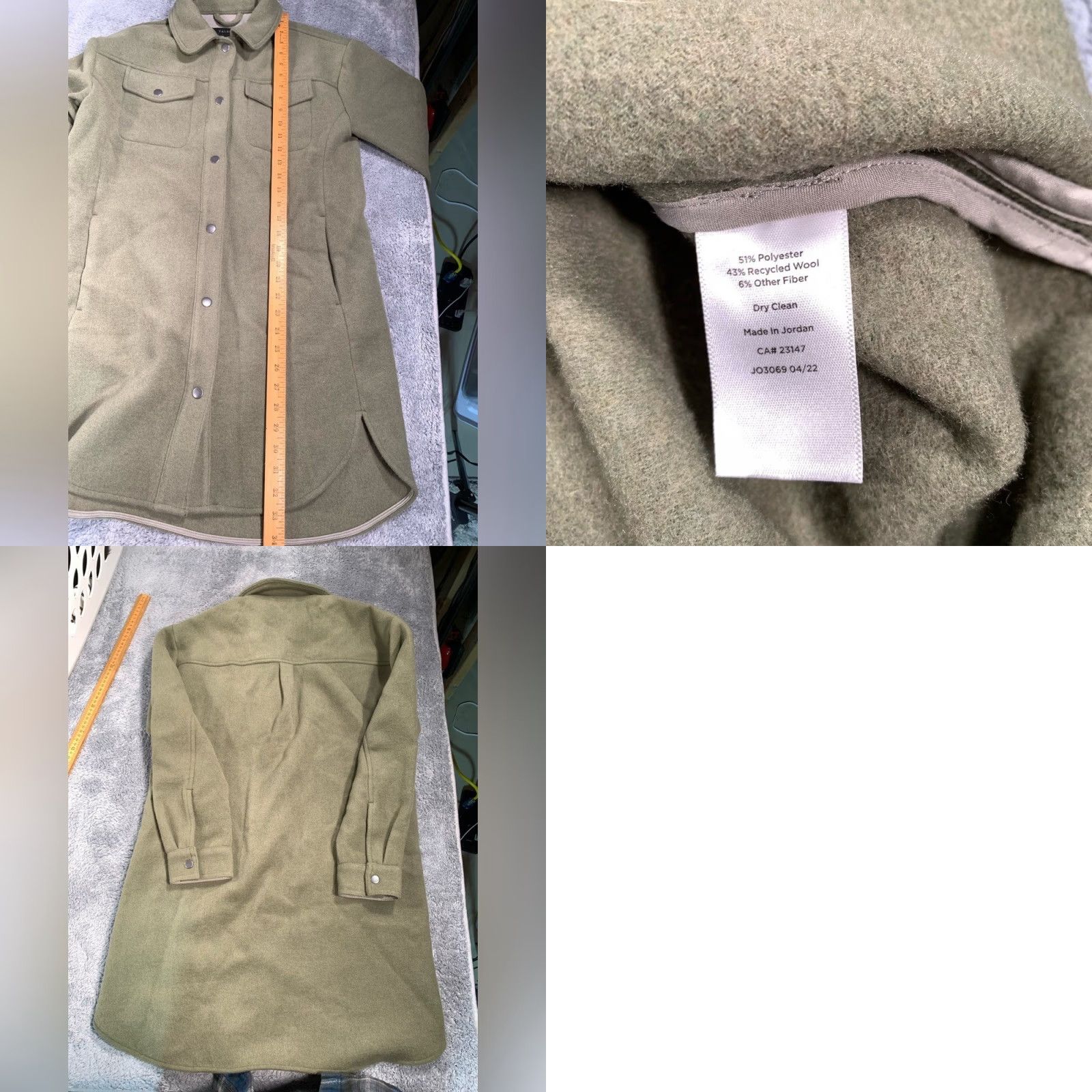 Talbots Talbots Shacket Wool Coat XS Women Sage Green Long Wool shacket Coat Green Womens XS Talbots Size XS / US 0-2 / IT 36-38 - 8 Thumbnail