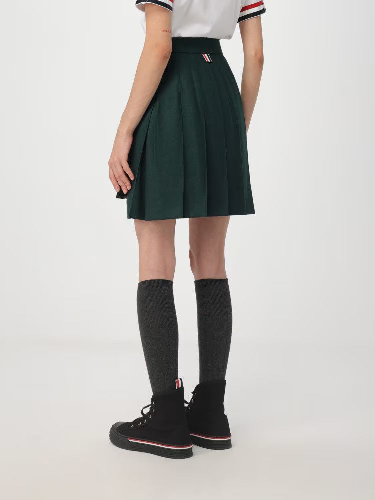 Thom Browne o1s22i1n0924 Flannel Mini Pleated Skirt in Green Size 26" / US 2 / IT 38 - 3 Thumbnail