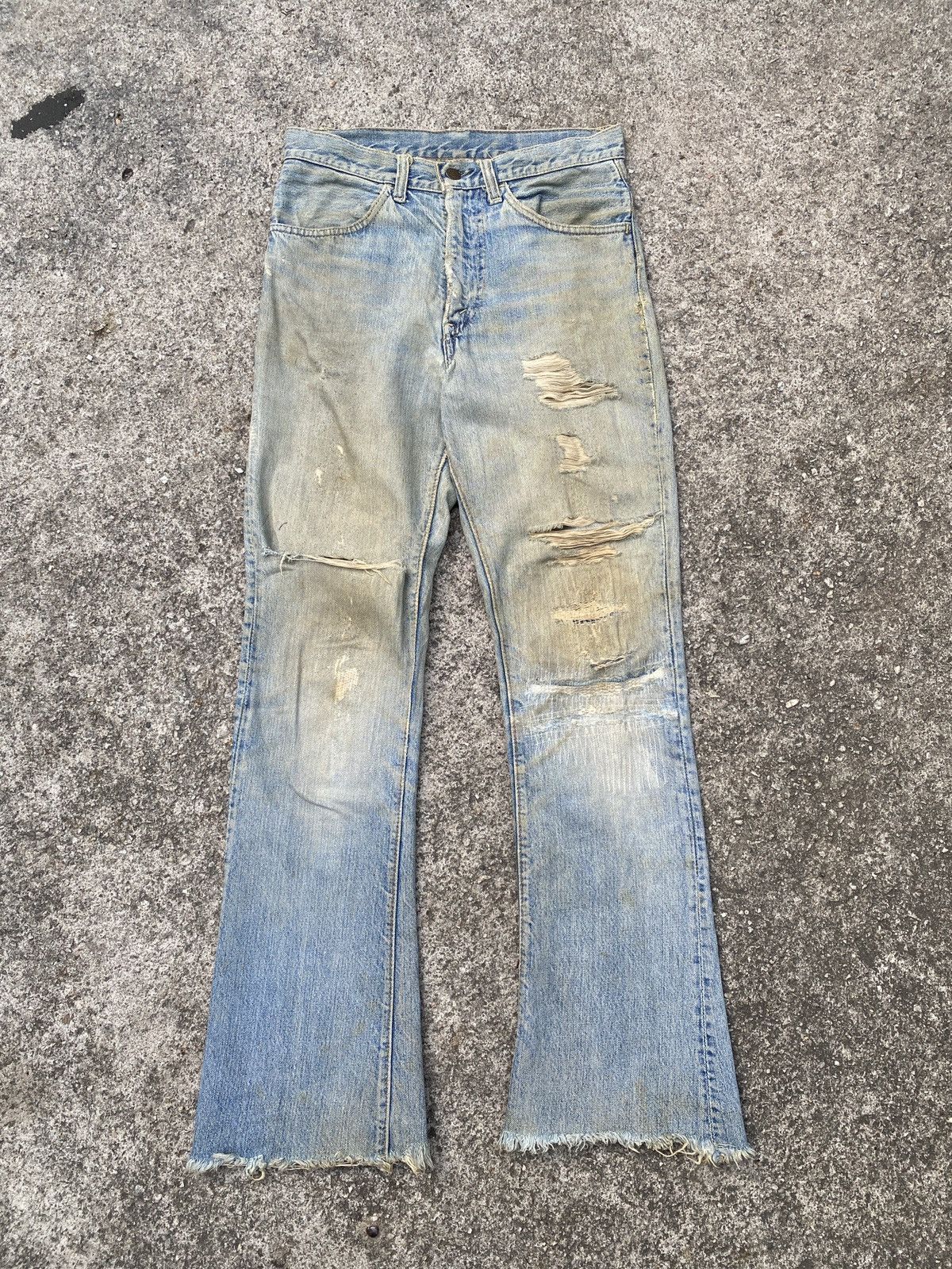Vintage 60s Levis Orange Tab Capital E Distressed Flare Denim Size US 28 / EU 44 - 3 Thumbnail