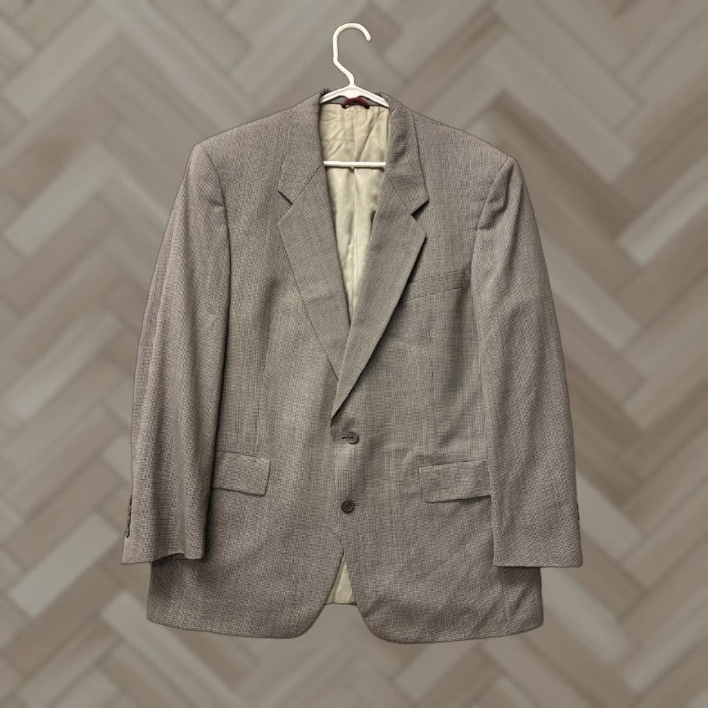 Hart Schaffner Marx Hart Schaffner Marx Blazer vintage Ivy Style Houndstooth Two-Button Notch Lapel 43 R Black White Men Blazer Sport Coat Size 46R - 1 Thumbnail
