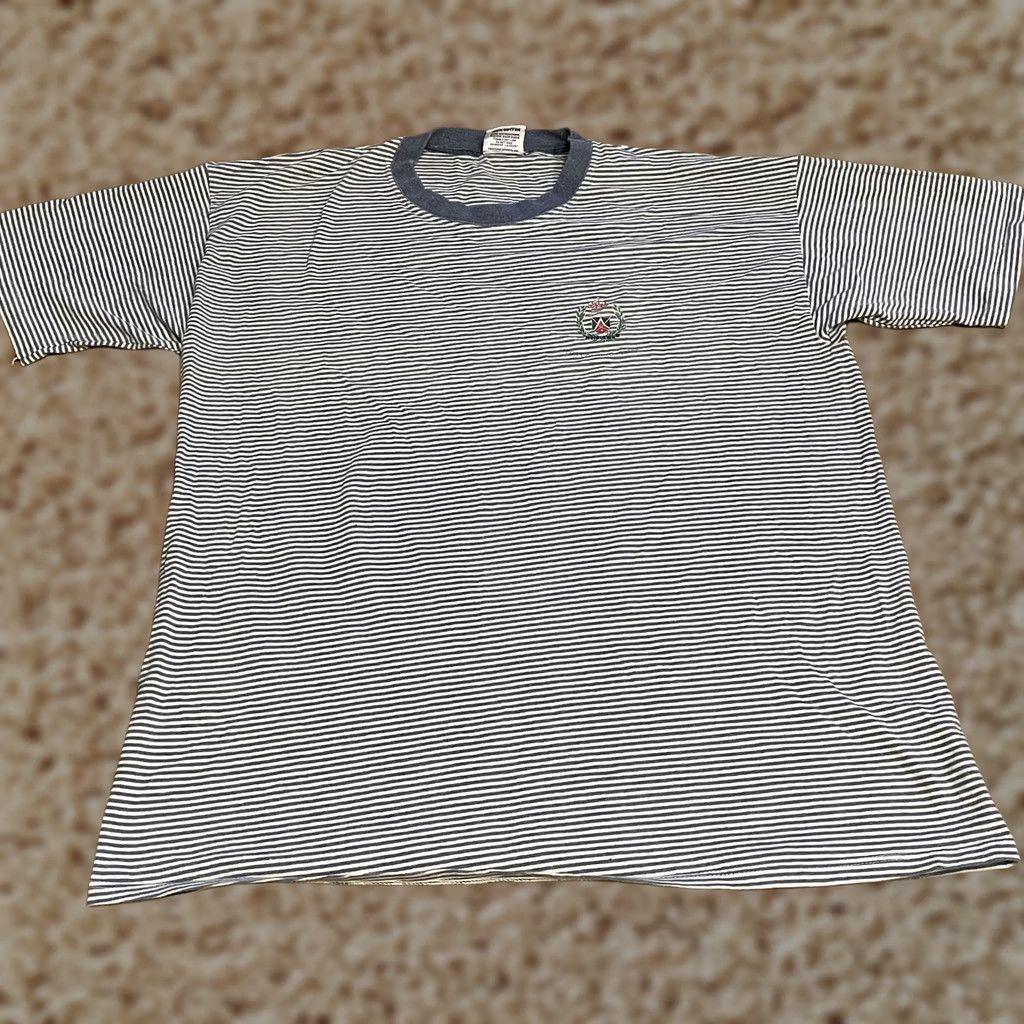 Vintage VINTAGE Freeman Sports Shirt Mens XL Blue White Striped Golf Crest USA 90s Tee Size US XL / EU 56 / 4 - 1 Thumbnail
