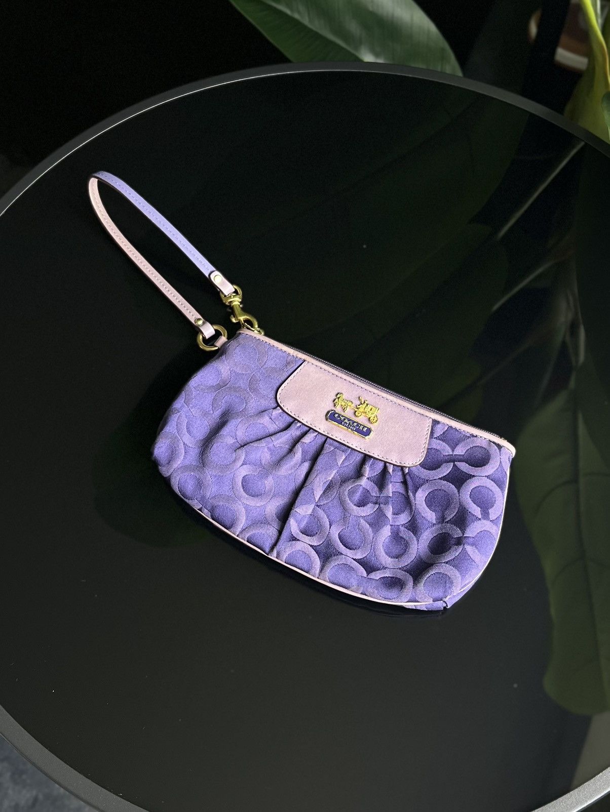 バッグ COACH y2k hand bag leather purple charm 💌SOLD💌 vintage authentic coach purple leather mini turnlock bag