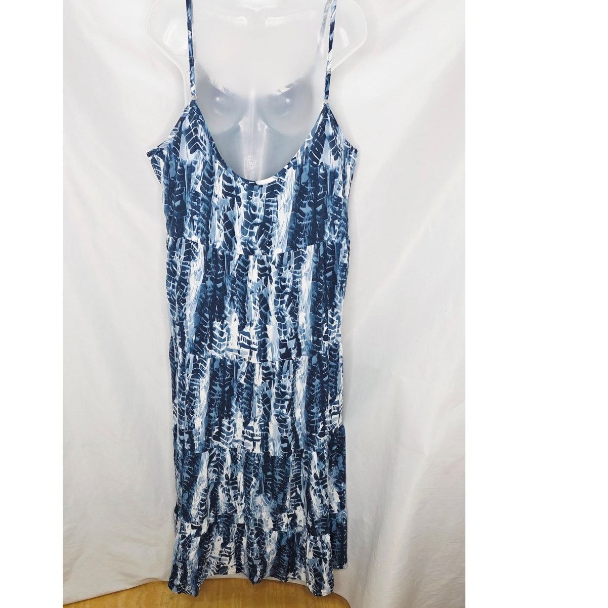 Other Pretty Gardens Boho Blue Tie Dye Casual Tank Maxi Dress Size XXL / US 16-18 / IT 52-54 - 2 Thumbnail