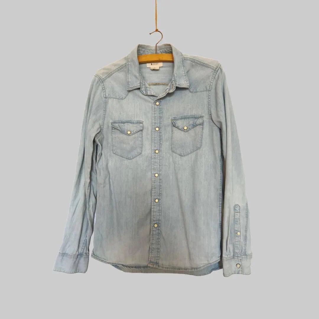 Other Vintage denim men`s shirt, 90s button down pearl snap studs Size US S / EU 44-46 / 1 - 5 Thumbnail