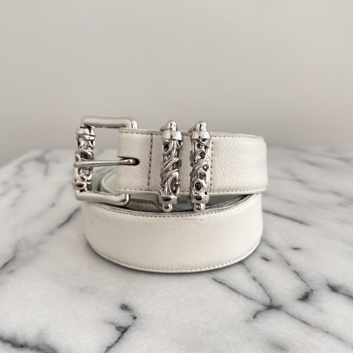 Chrome Hearts Chrome Hearts White Rhodium 3pc Roller Belt Size 36 - 1 Thumbnail