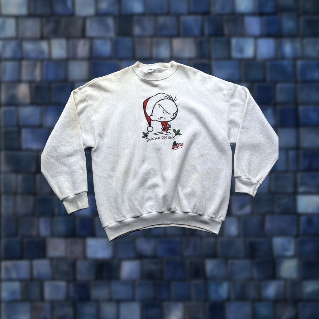 Tultex VINTAGE Total Brat Christmas Sweatshirt Crewneck MENS XL White 90's Heavy *Flawed Size US XL / EU 56 / 4 - 1 Thumbnail