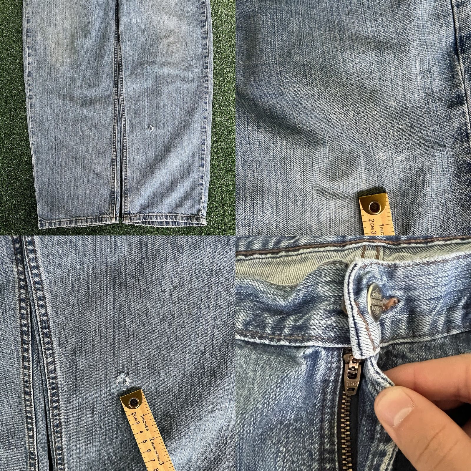 Harley Davidson VINTAGE Harley-Davidson Jeans Straight Leg Light Blue 39x31 Mens Denim Distressed 5-Pocket Biker Grunge 90s USA Men Size US 39 - 8 Thumbnail