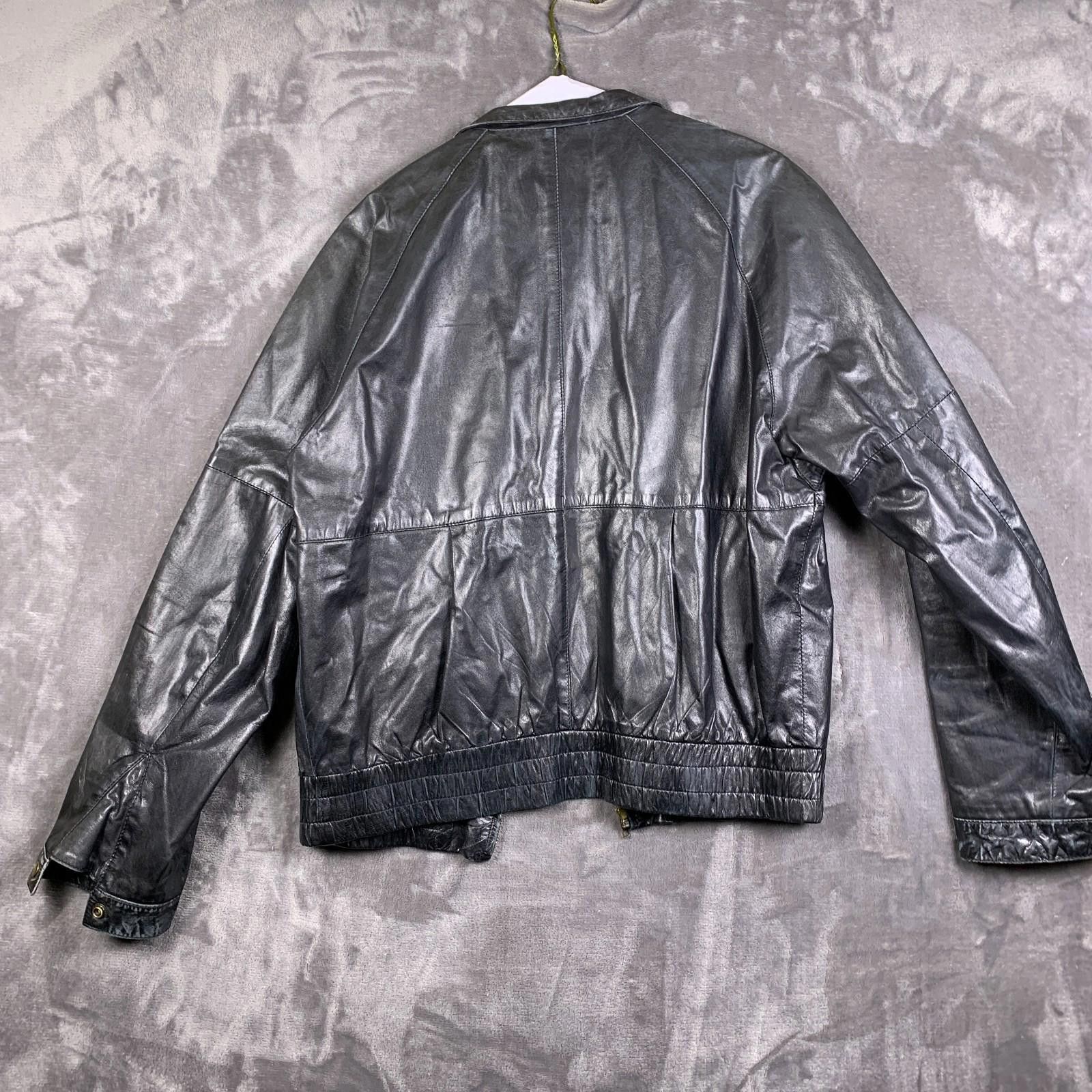 Saks Fifth Avenue Vintage Mens Saks Fifth Ave Black Leather Jacket Sz. 40 (303 Size US M / EU 48-50 / 2 - 2 Thumbnail