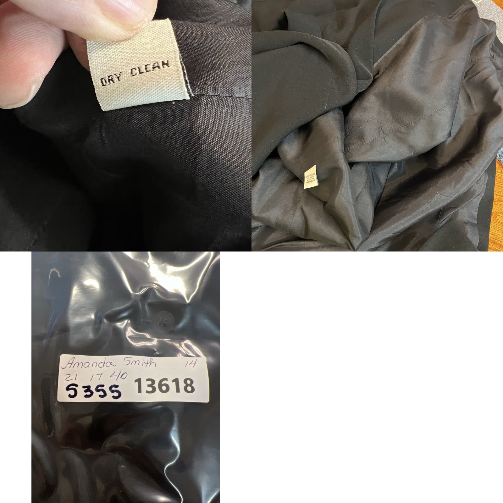 Vintage Amanda Smith Button-Up Trench Coat Womens 14 Black Polyester Long Sleeve Button Closure Size XL / US 12-14 / IT 48-50 - 8 Thumbnail
