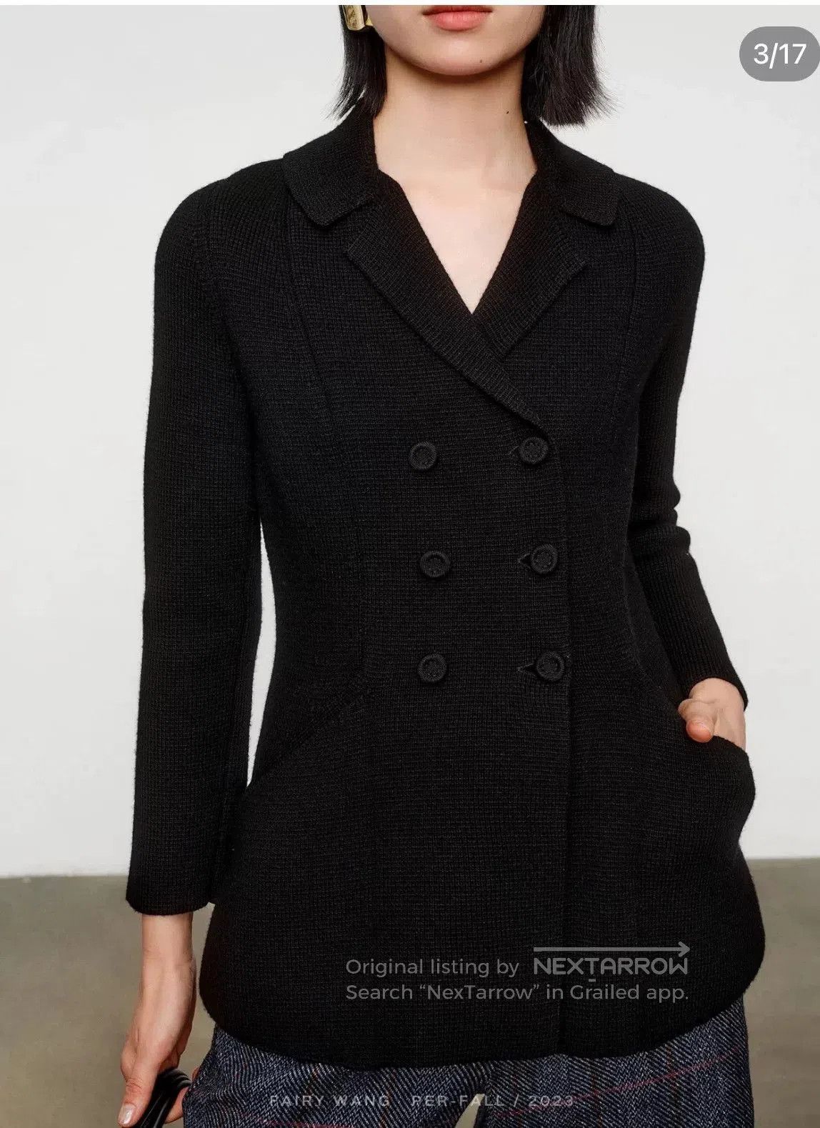 Dior Classic Wool Knit Double-Breasted Blazer.