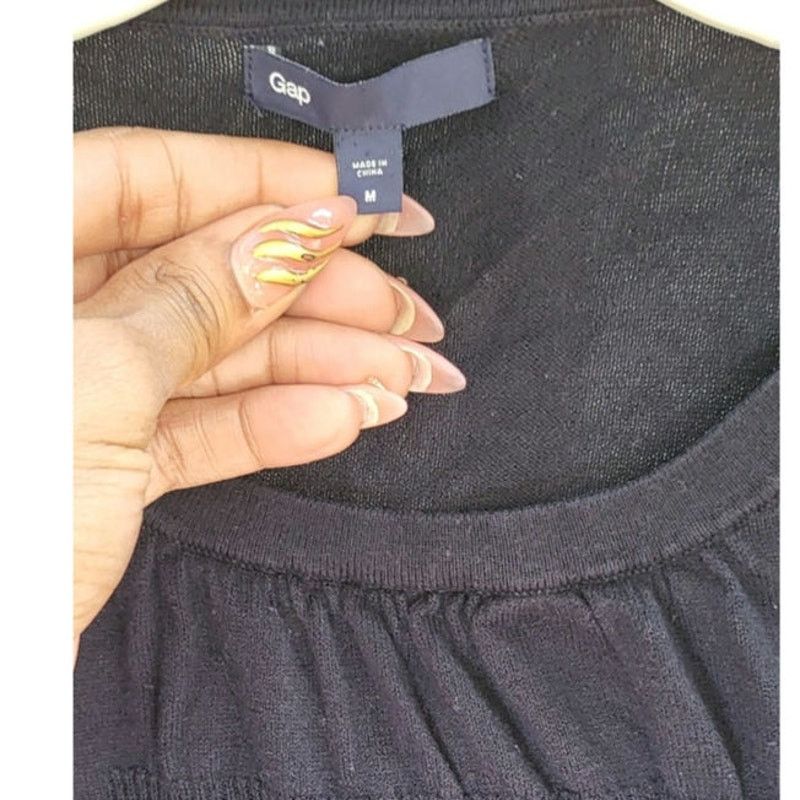 Gap Gap Loose 3/4-Length Black Poet-Sleeve Top Size M Size M / US 6-8 / IT 42-44 - 3 Thumbnail