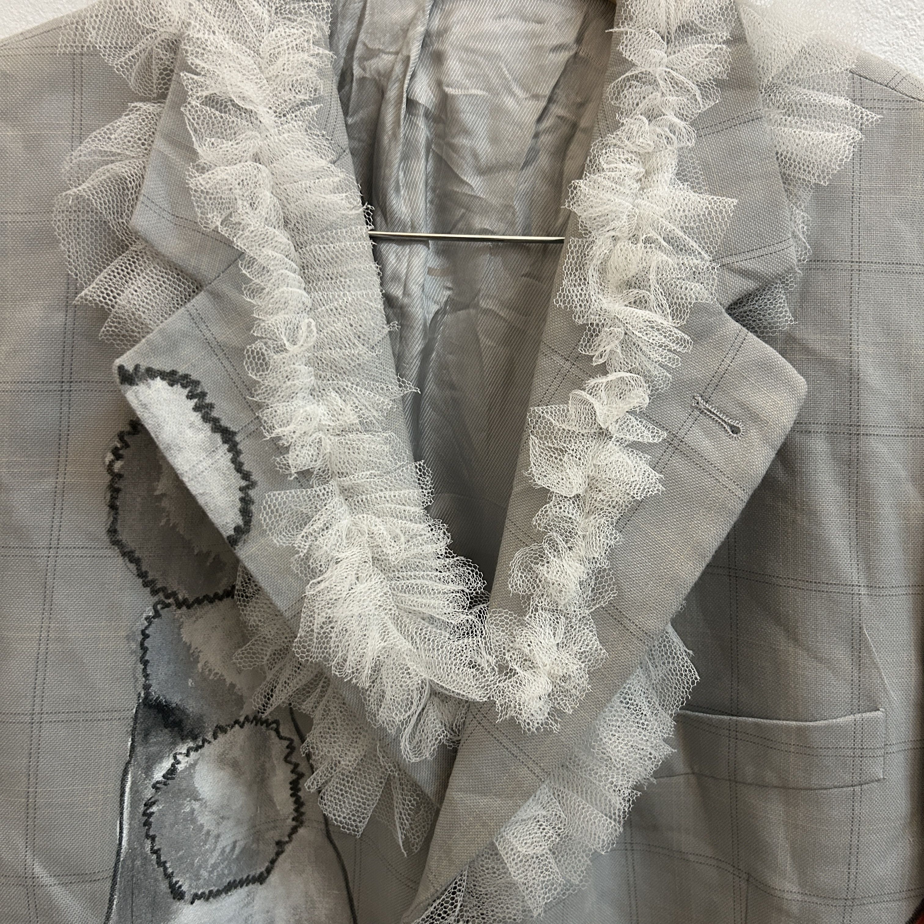 Custommade Hand-Painted Wool Harlequin Pierrot Blazer Size XL / US 12-14 / IT 48-50 - 11 Thumbnail