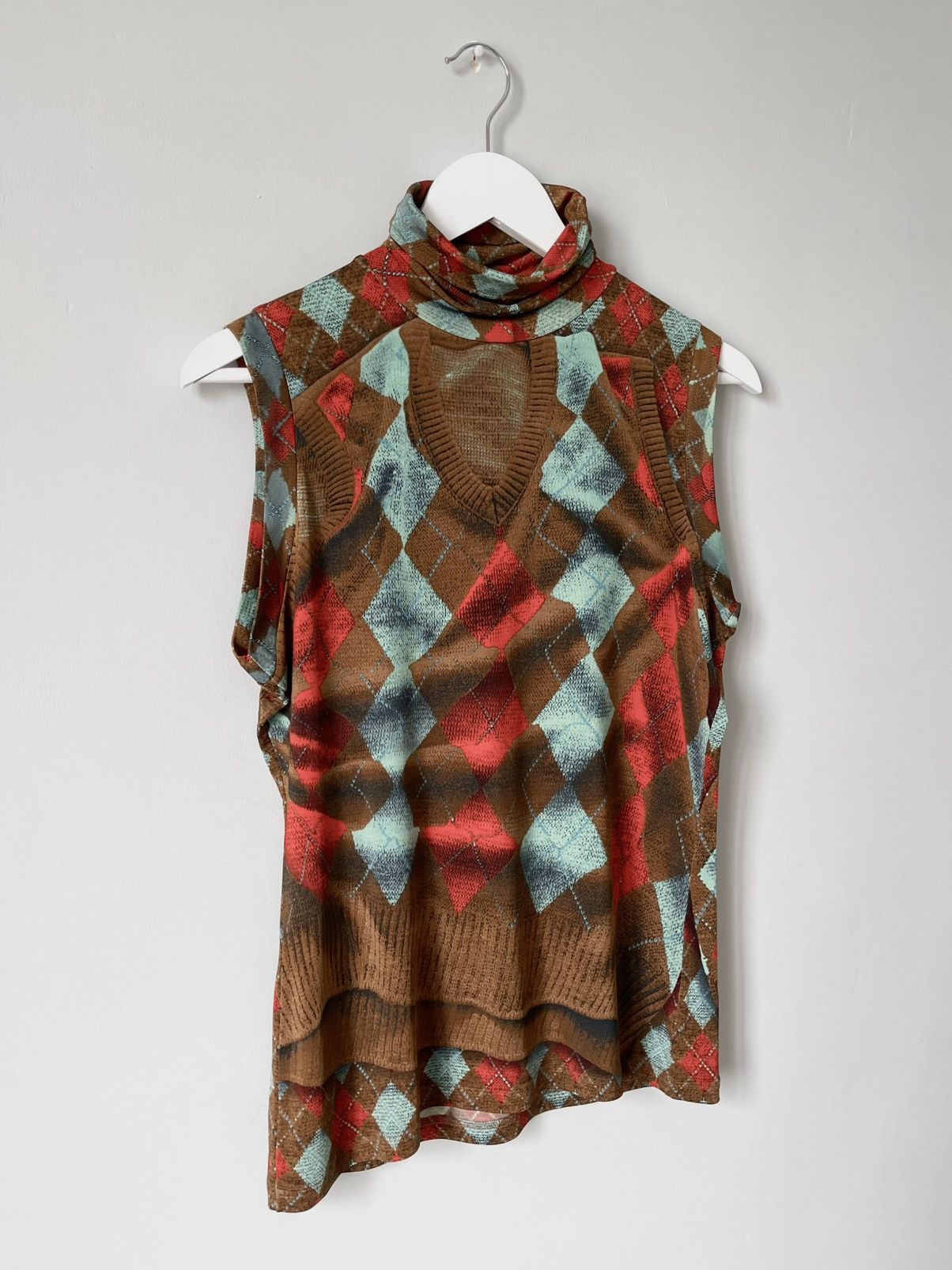 Jean Paul Gaultier Archive 90's Jean Paul Gaultier Argyle Sleeveless Mesh Top Size L / US 10 / IT 46 - 2 Thumbnail