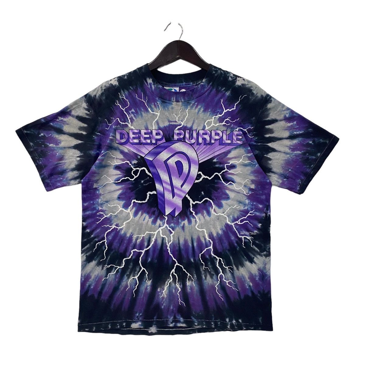 💥Vintage 1991 DEEP PURPLE tie dye liquid blue rare shirt