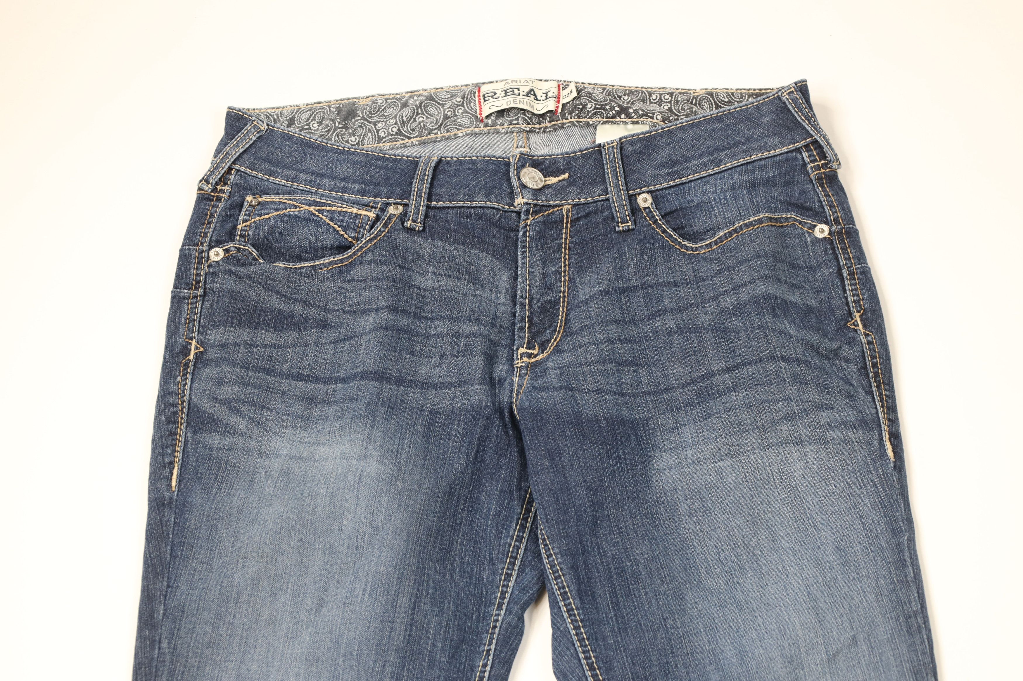 Ariat Ariat Real Thick Stitch Stretch Flared Wide Leg Denim Jeans Size 32" / US 10 / IT 46 - 2 Thumbnail