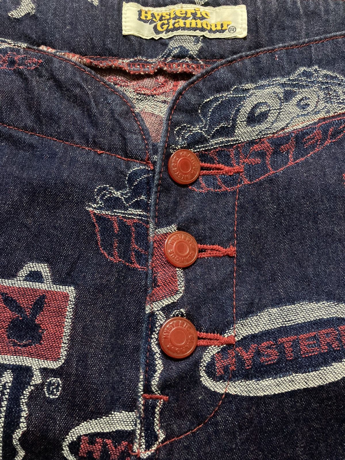 Hysteric Glamour × Vintage Hysteric Glamour Full Print Logo Flare Denim Pants Size 30" / US 8 / IT 44 - 5 Thumbnail