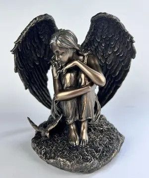 Vintage Angel Girl Figure Polystone Bronze Made in Italy 18 cm Size ONE SIZE - 5 Thumbnail
