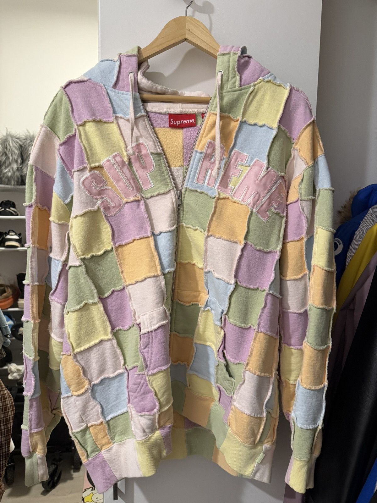 Supreme Supreme Reverse Patchwork Zip Up Hooded Sweatshirt Size US L / EU 52-54 / 3 - 1 Thumbnail