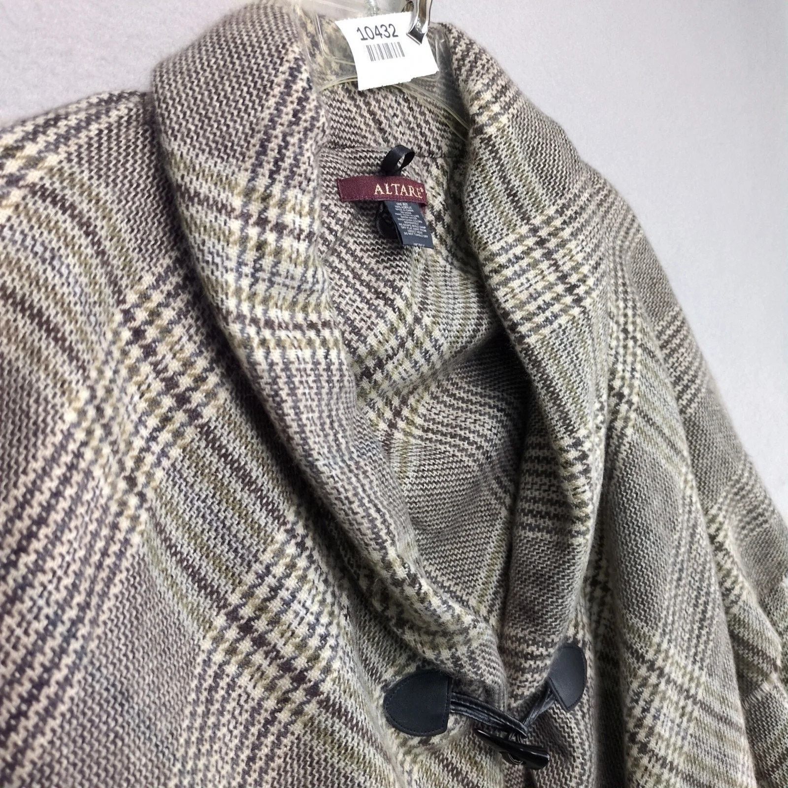 Other Altare Soft Knit Plaid Fringe Cape Poncho Women's One Size Size ONE SIZE - 9 Thumbnail