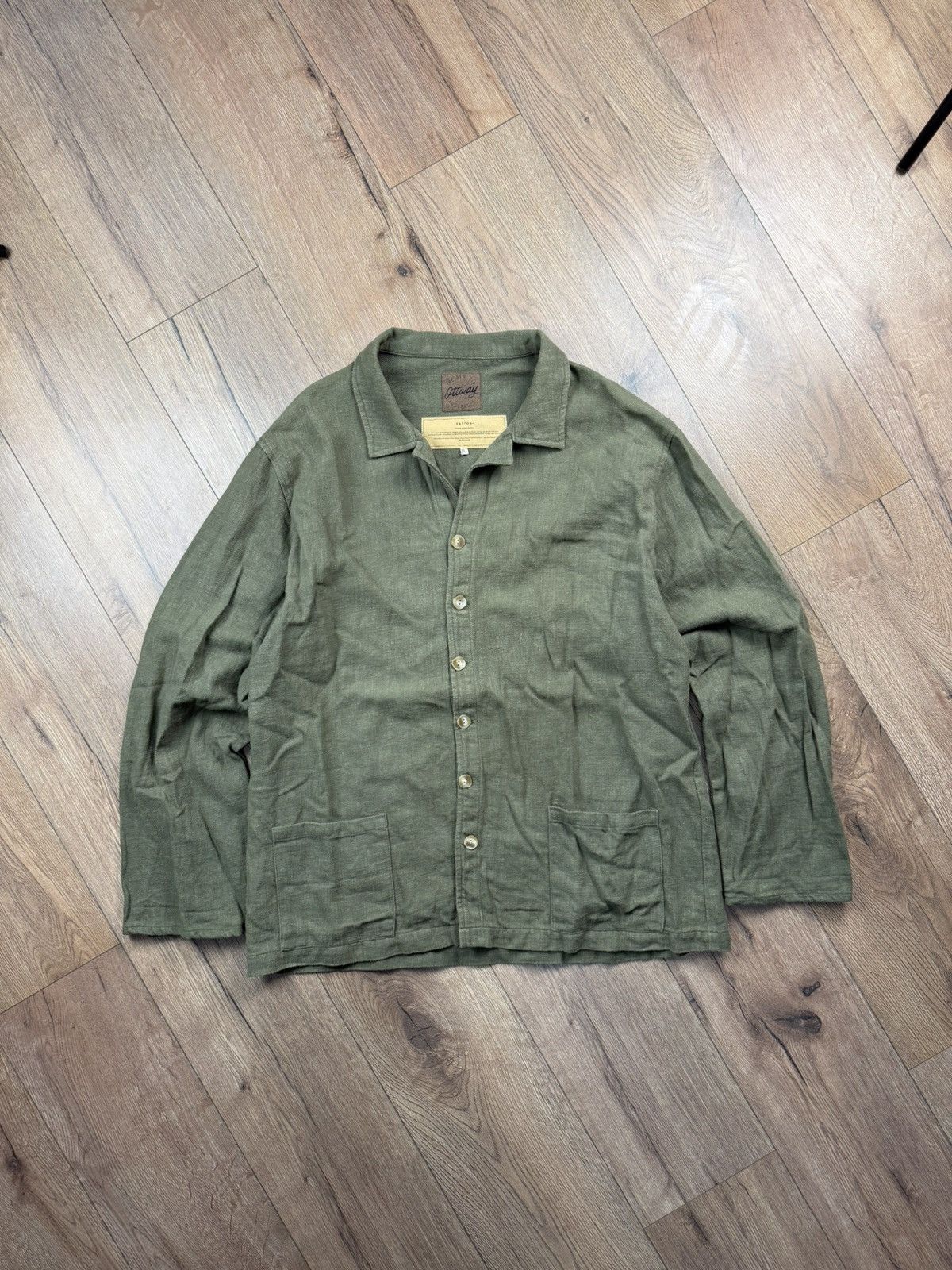 Other Ottway Olive 100% Linen Chore Jacket XL Australia Size US XL / EU 56 / 4 - 1 Thumbnail