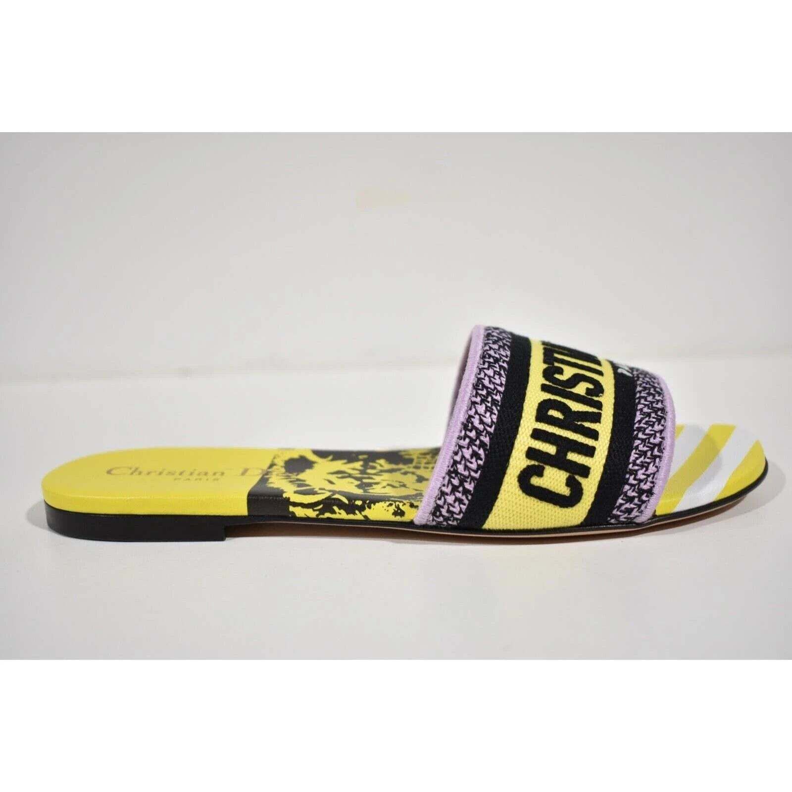 Dior Dway D Jungle Embroidered Logo Slide Flat Sandal 38 Size US 8 / IT 38 - 3 Thumbnail