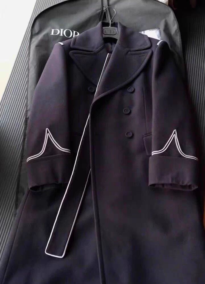 Dior Dior 21aw Men's Navy Artist Collab Wool Overcoat Size US S / EU 44-46 / 1 - 1 Thumbnail