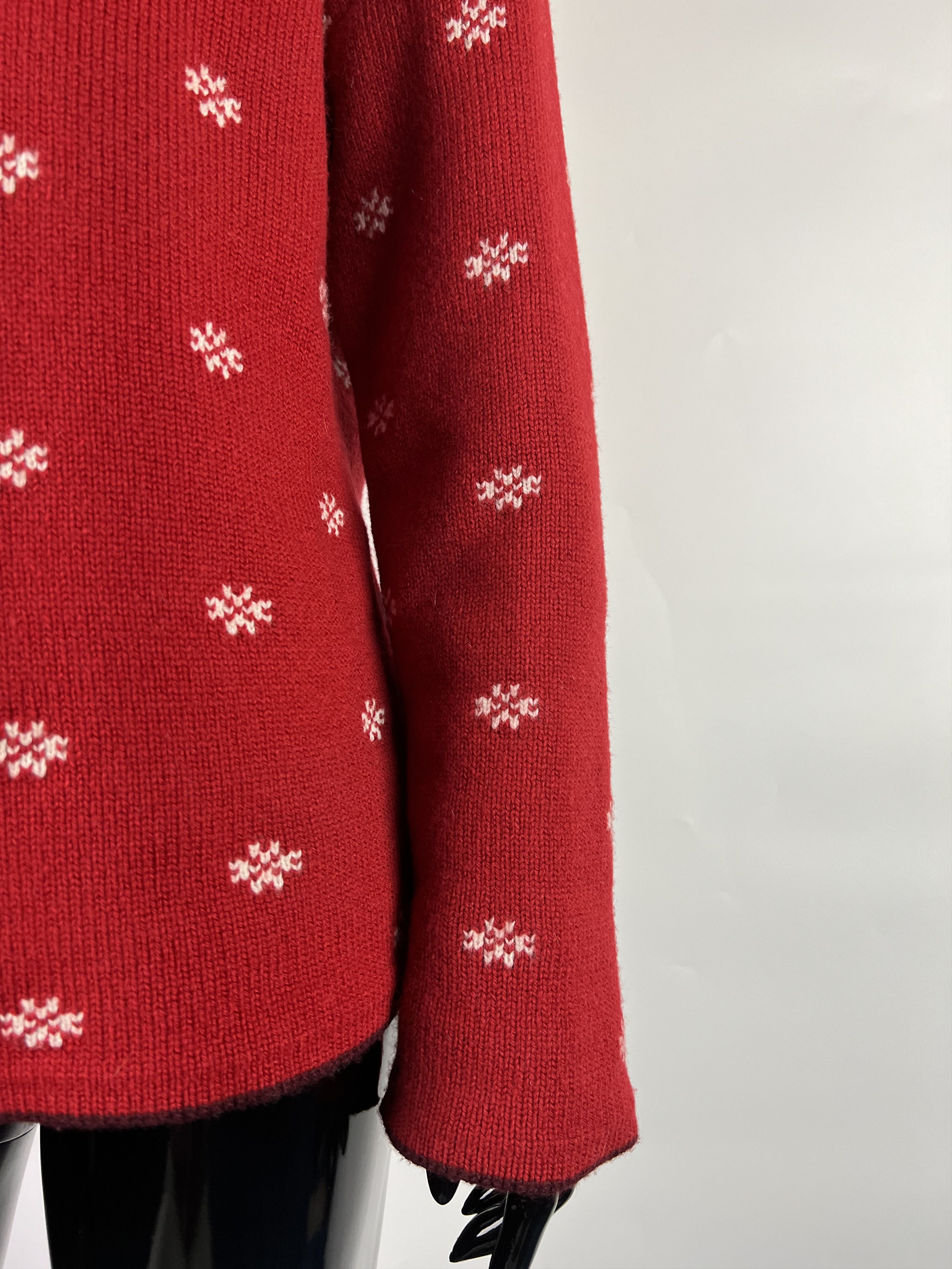 Designer Gössl Women's Red White 100% Wool Sweater Size 38 Size M / US 6-8 / IT 42-44 - 7 Thumbnail