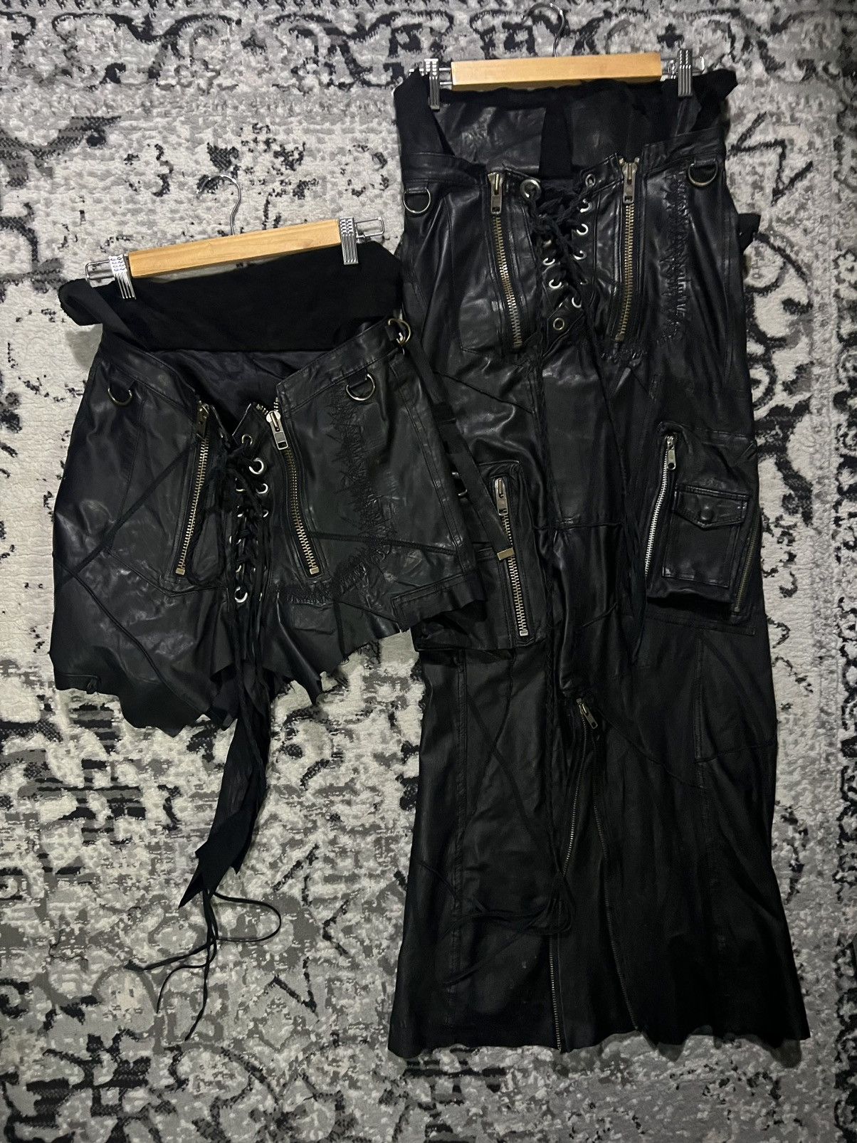 If Six Was Nine Ifsixwasnine mud leather lace up long skirt | Grailed