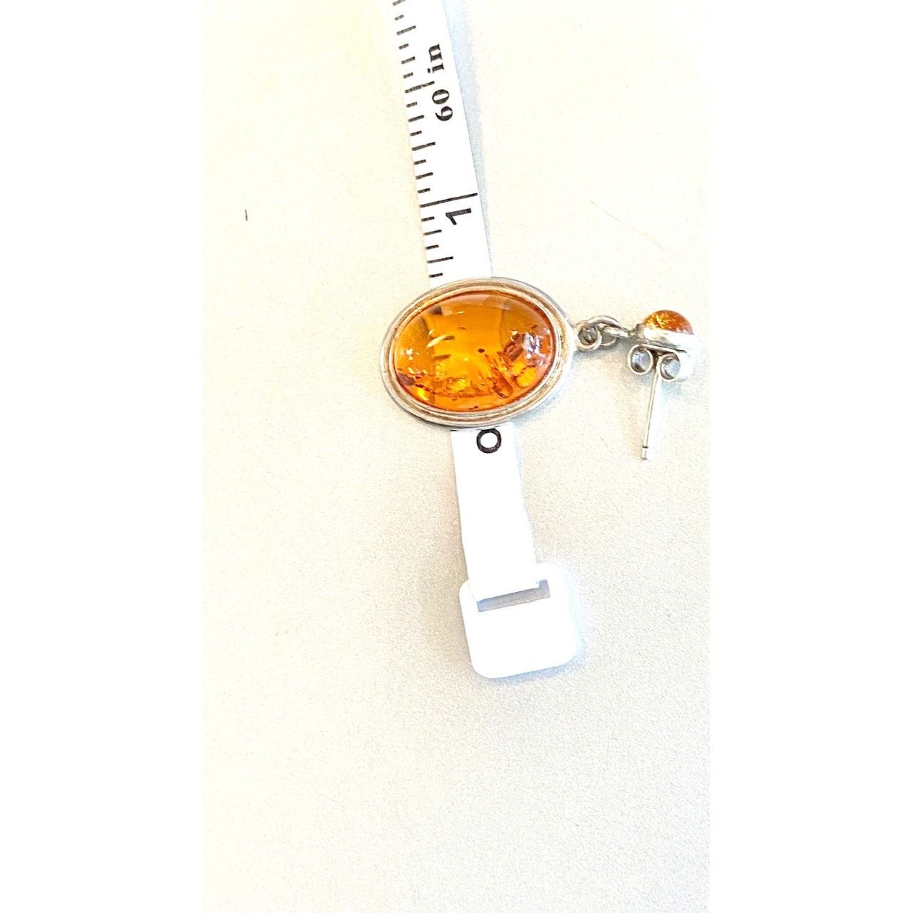Other Silver Sterling 925 Oval Amber Dangle Drop Earrings Stud Bac Size ONE SIZE - 10 Thumbnail
