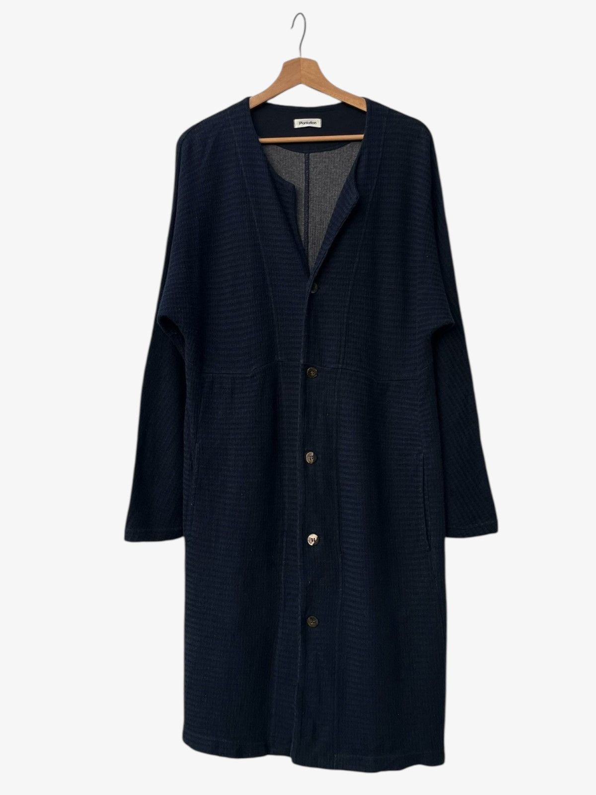 Issey Miyake Plantation Blue Cotton Long Cardigan Textured Finish Size M / US 6-8 / IT 42-44 - 1 Thumbnail