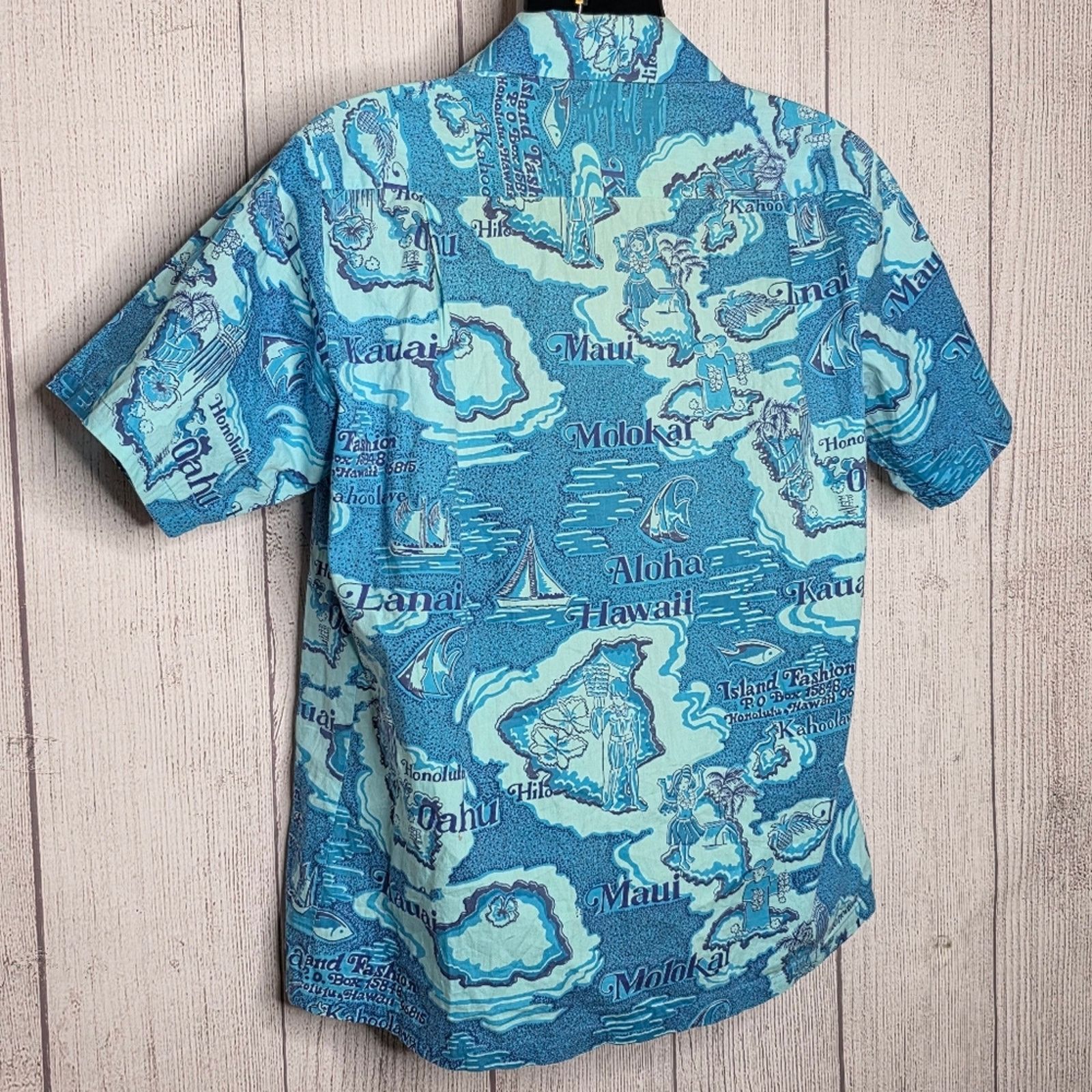 Vintage VTG 70s Island Fashions Map Print Hawaiian Aloha Shirt, sz L Size US L / EU 52-54 / 3 - 4 Thumbnail