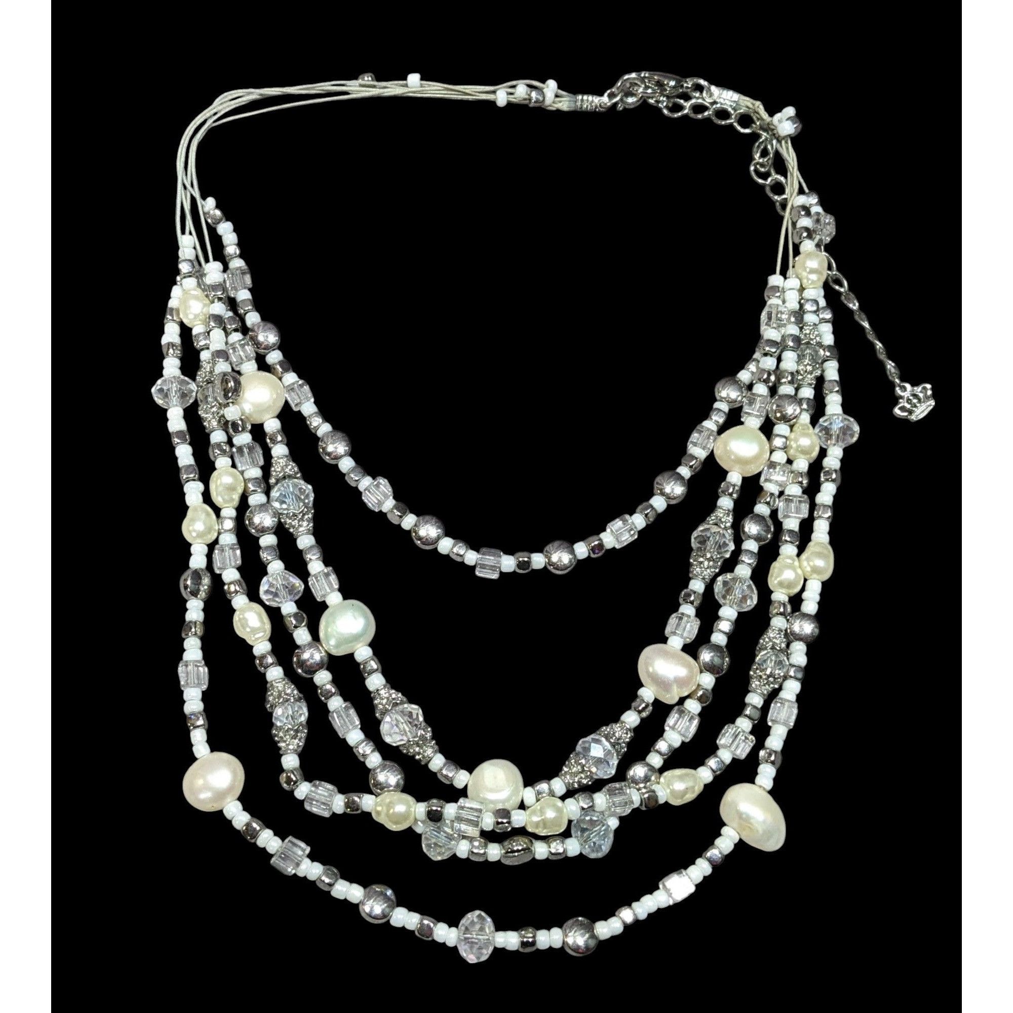 Other Premier Designs Elegant Pearl And Glass Beaded Multilayer Ne Size ONE SIZE - 2 Thumbnail